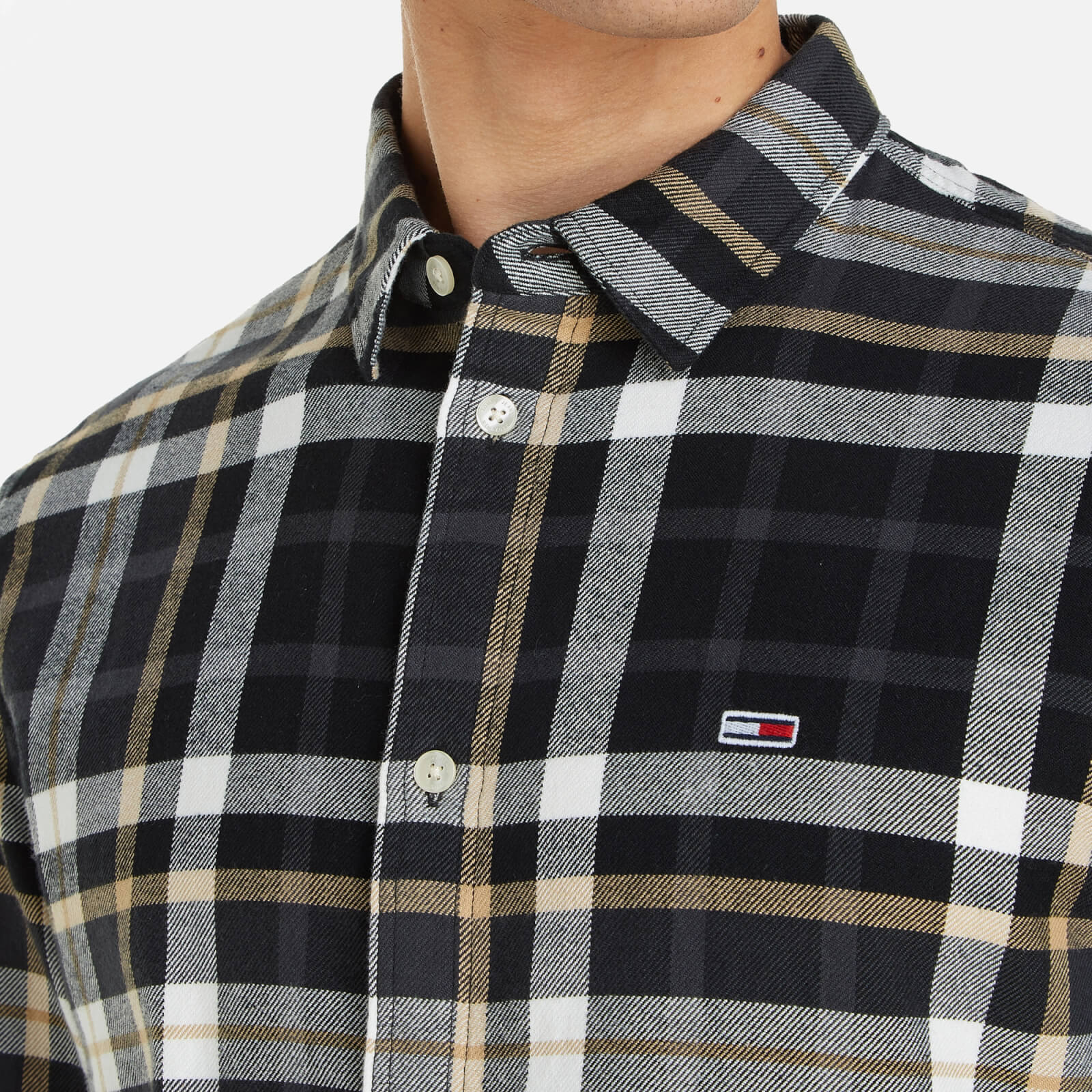 tommy jeans classic essential checked cotton shirt - s