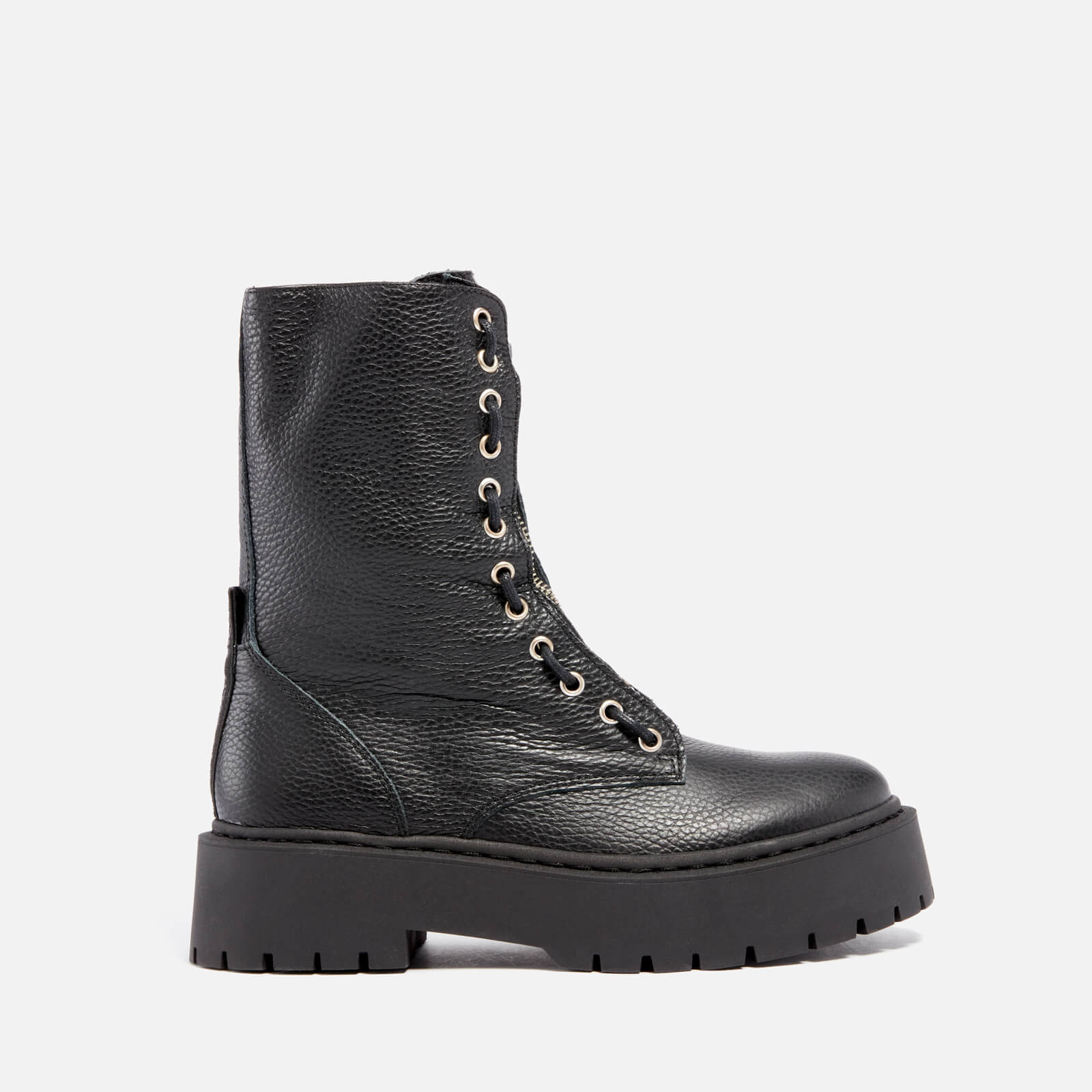 Steve Madden Women's Odilia Leather Zip Front Boots - Black - UK 4