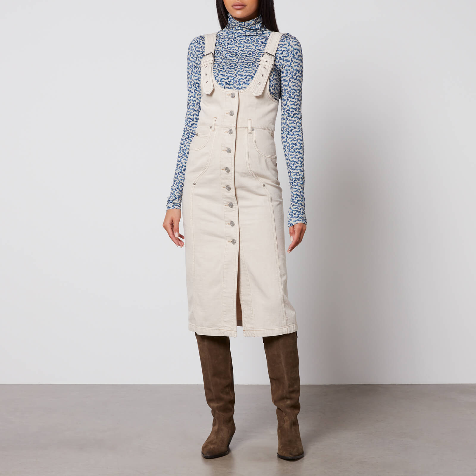 isabel marant étoile filipine cotton denim skirt overall - fr 40/uk 12