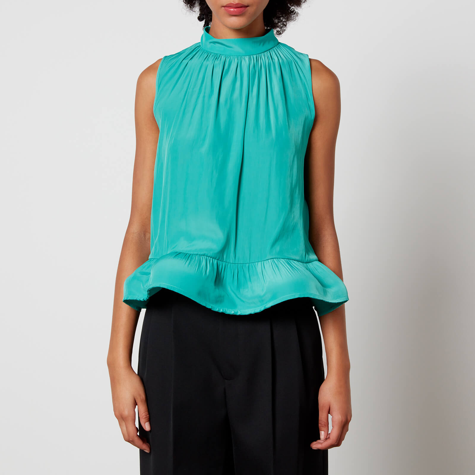 Lanvin Satin Peplum Halterneck Top - FR 38/UK 10