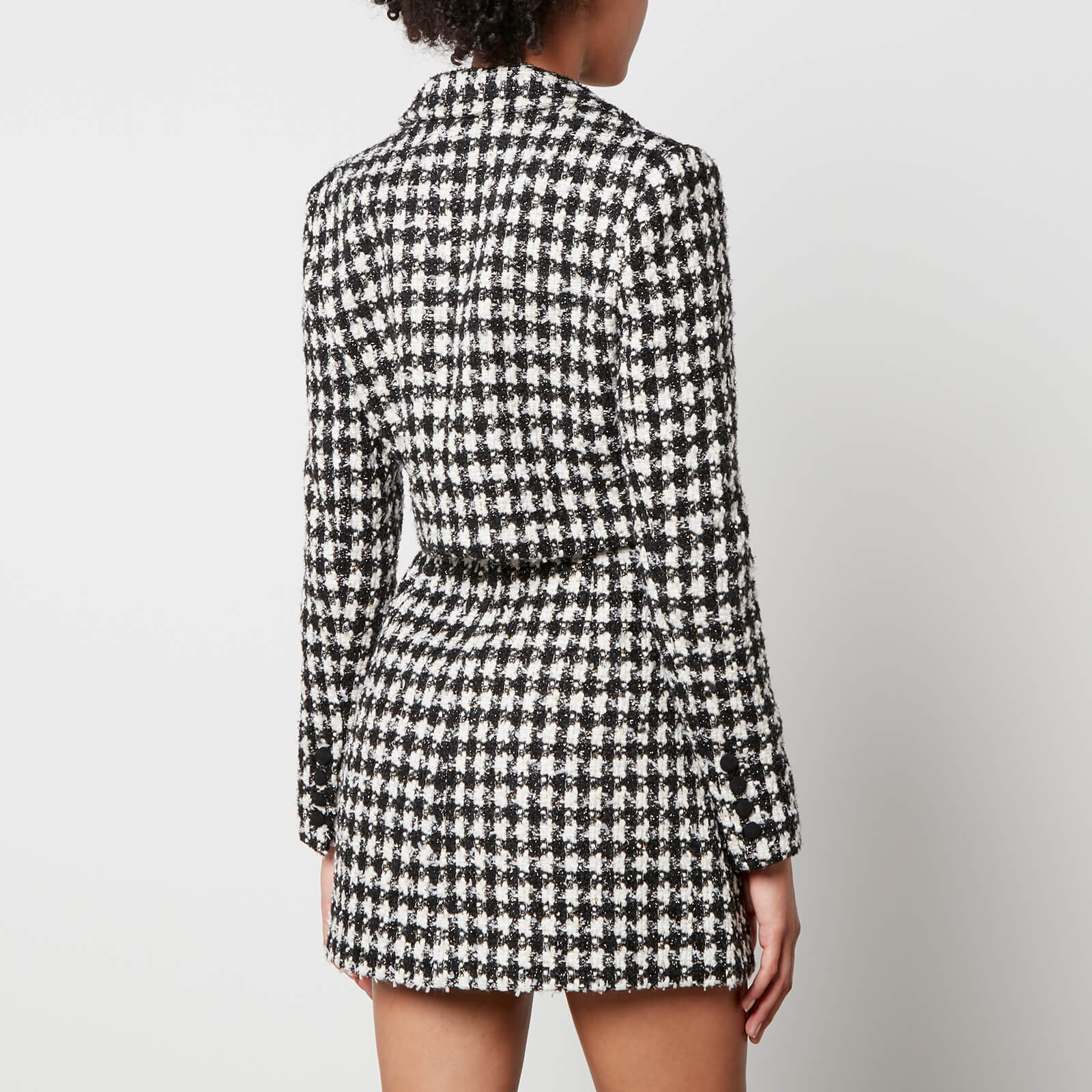Self-Portrait Black Tailored Checked Bouclé Tweed Mini Dress - Us 8/Uk 12 Women's Uk Size 12 - Image 1