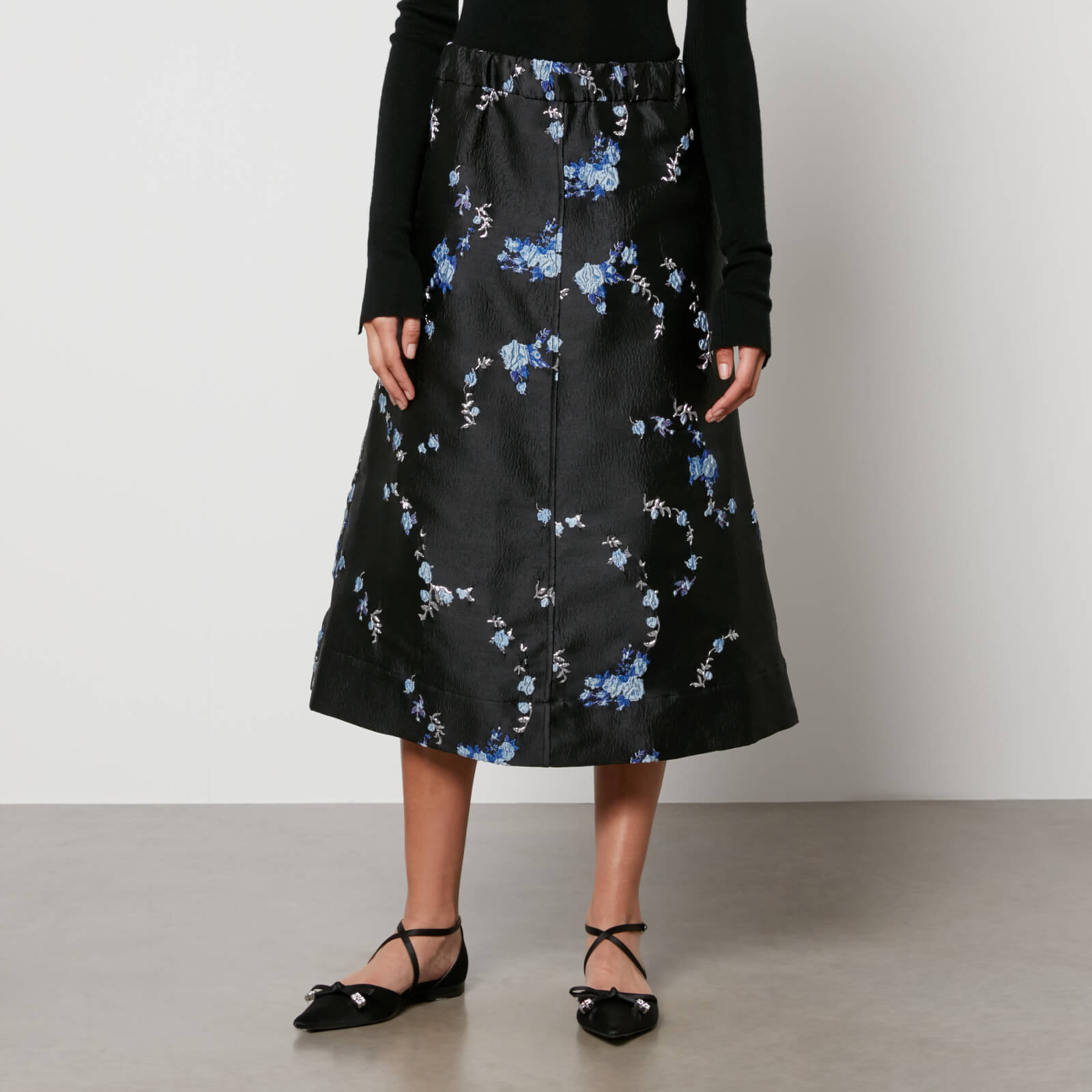 Ganni Floral-Jacquard Midi Skirt - EU 36/UK 8