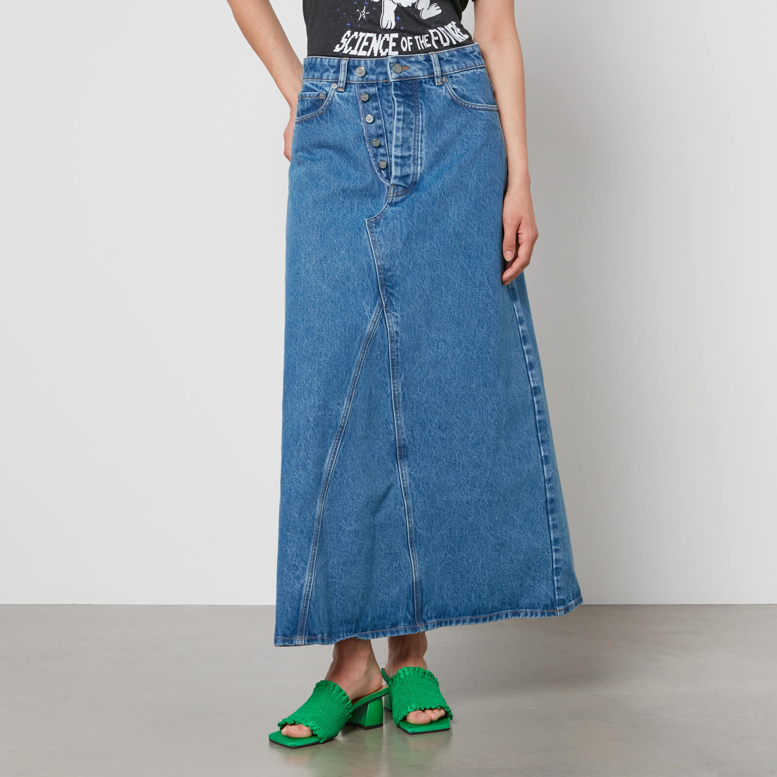 Ganni Organic Denim Maxi Skirt - EU 38/UK 10