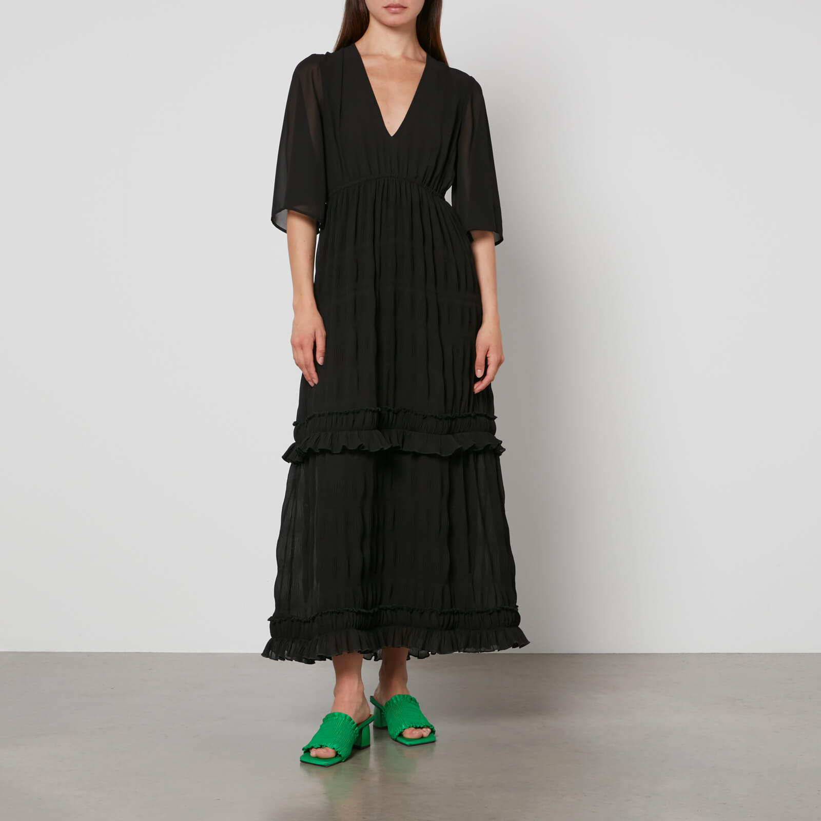 Ganni Plissé-Georgette Midi Dress - EU 40/UK 12