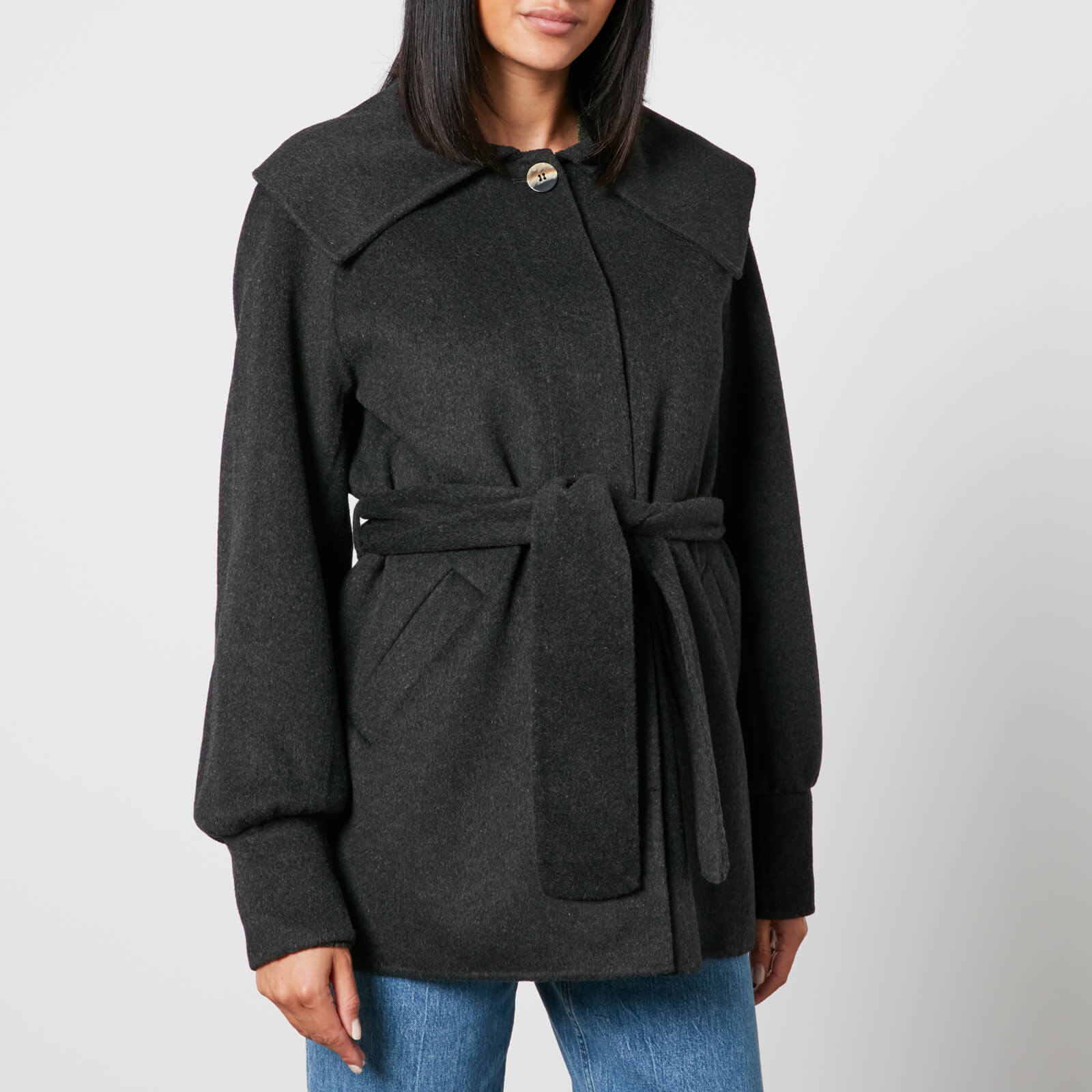 Ganni Belted Wool-Blend Jacket - EU 46/UK 18