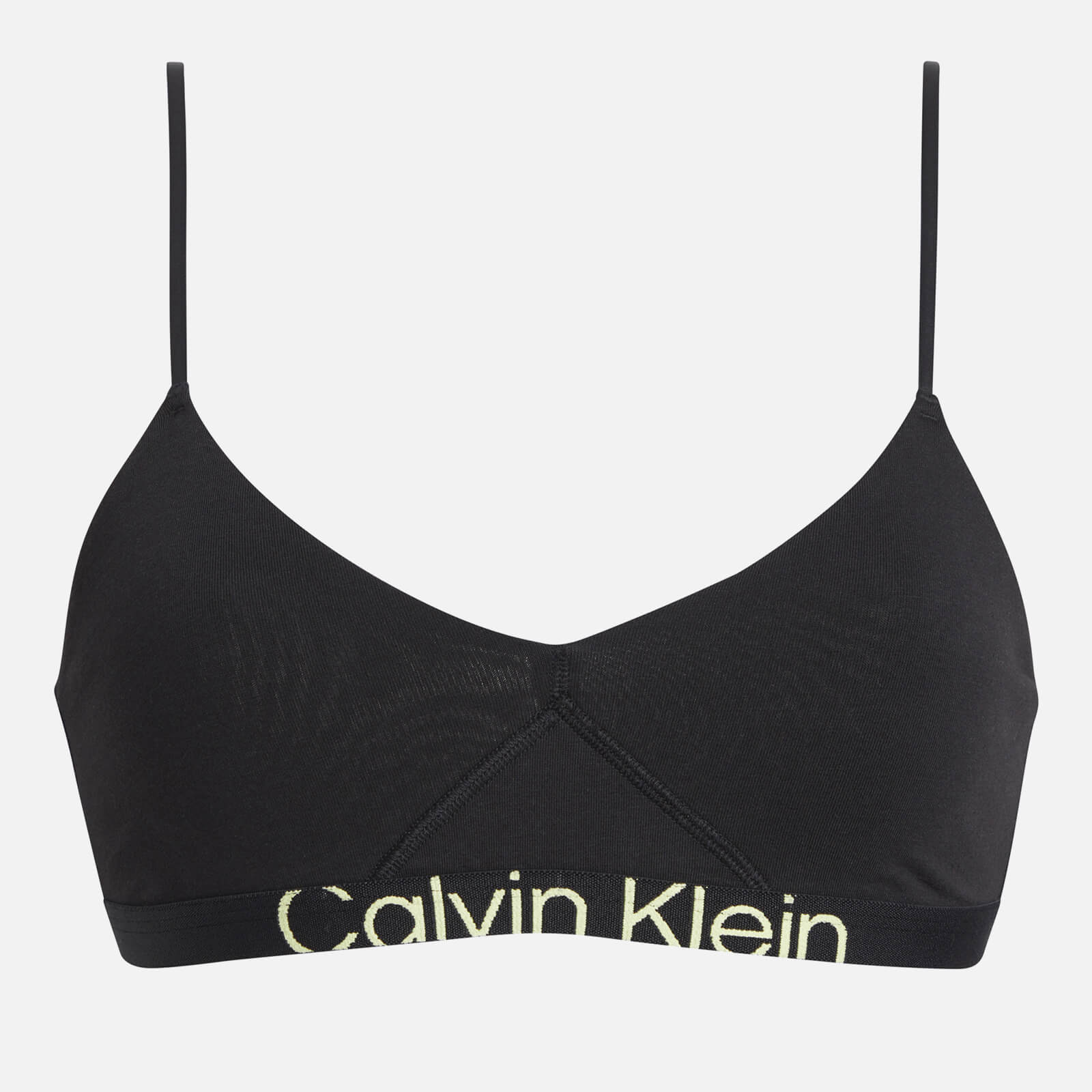 Calvin Klein Women's Future Shift Cotton Unlined Bralette - Black/Sunny Lime - XL