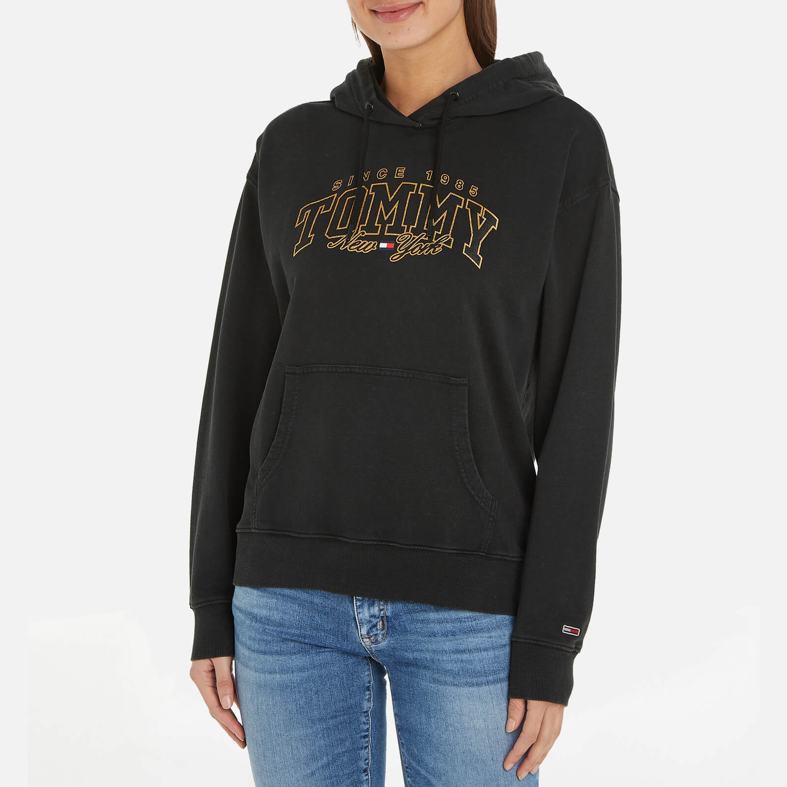 Tommy Jeans Women's Relaxed Luxe Varsity Hoodie - Black product