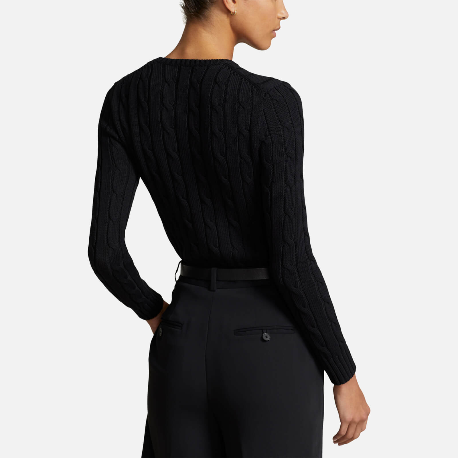 Polo Ralph Lauren Black Julianna Cable-Knit Cotton Jumper - Women's Small