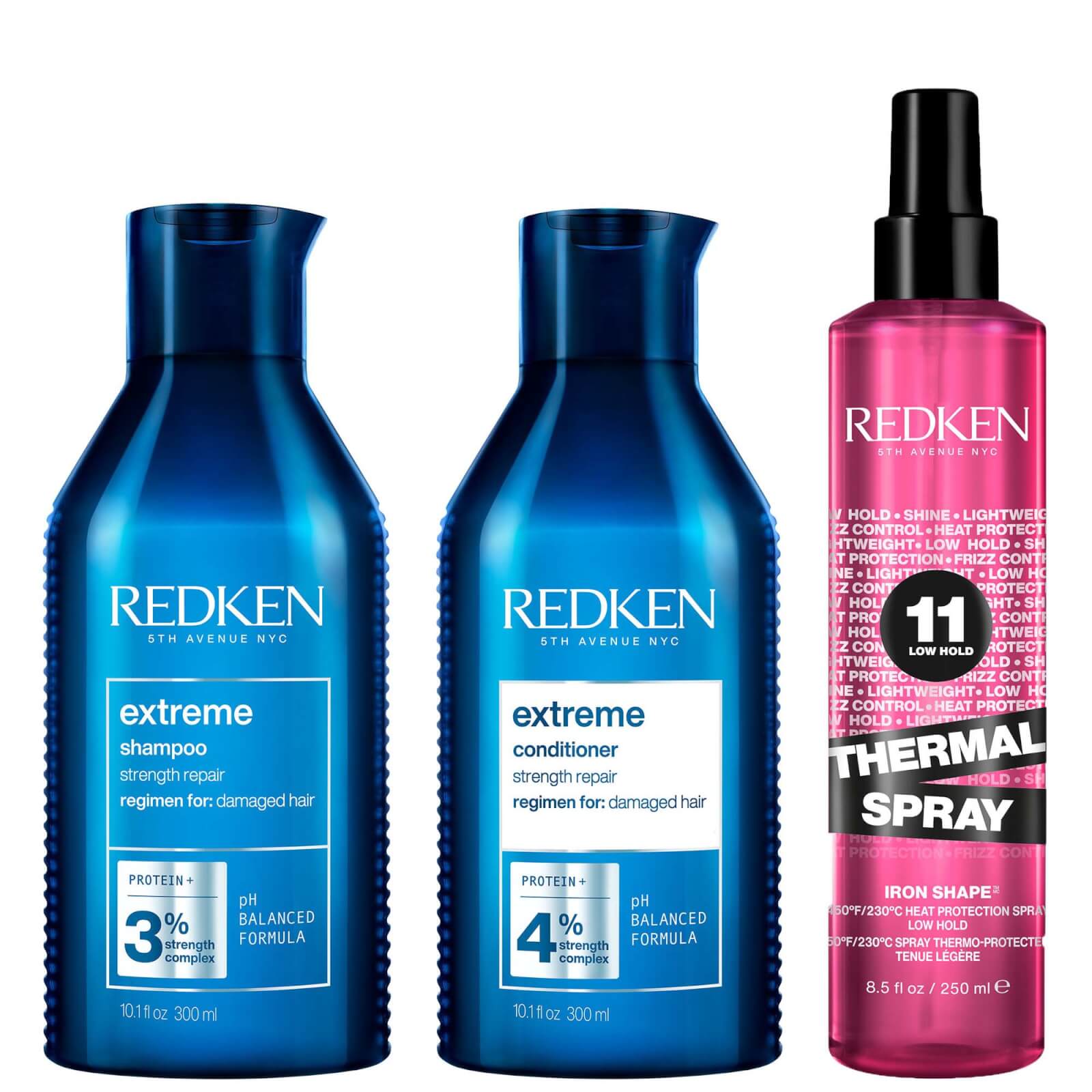 Image of Redken Extreme Shampoo and Conditioner For Damaged Hair with Thermal Spray Heat Protector