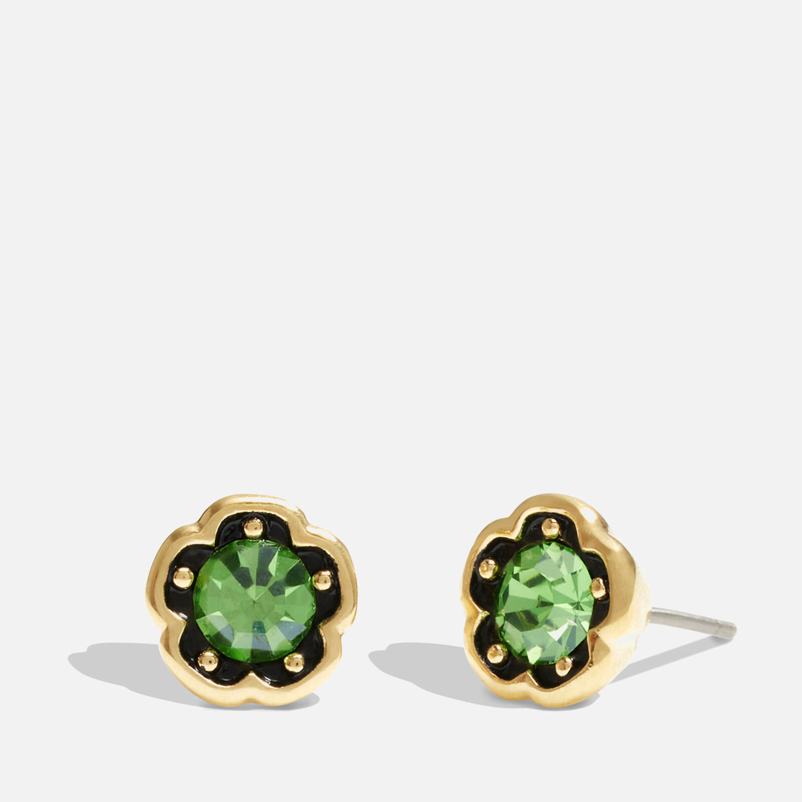Image of Coach Gemstone Gold-Tone Stud Earrings