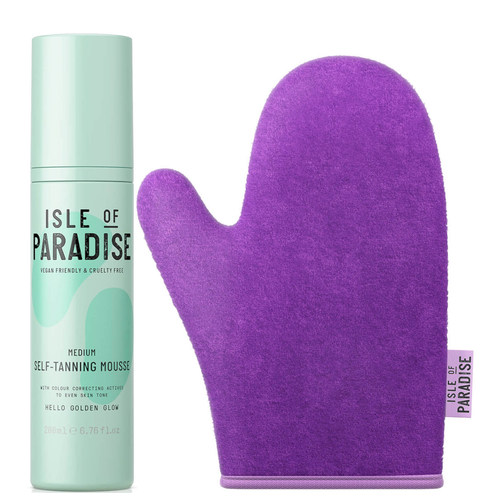Isle Of Paradise Medium Self-tanning Mousse And Double Sided Mitt Bundle In White