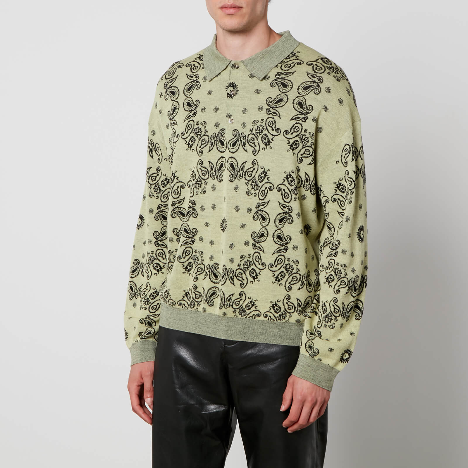 Nanushka Ziast Jacquard-Knit Wool Polo Shirt - S