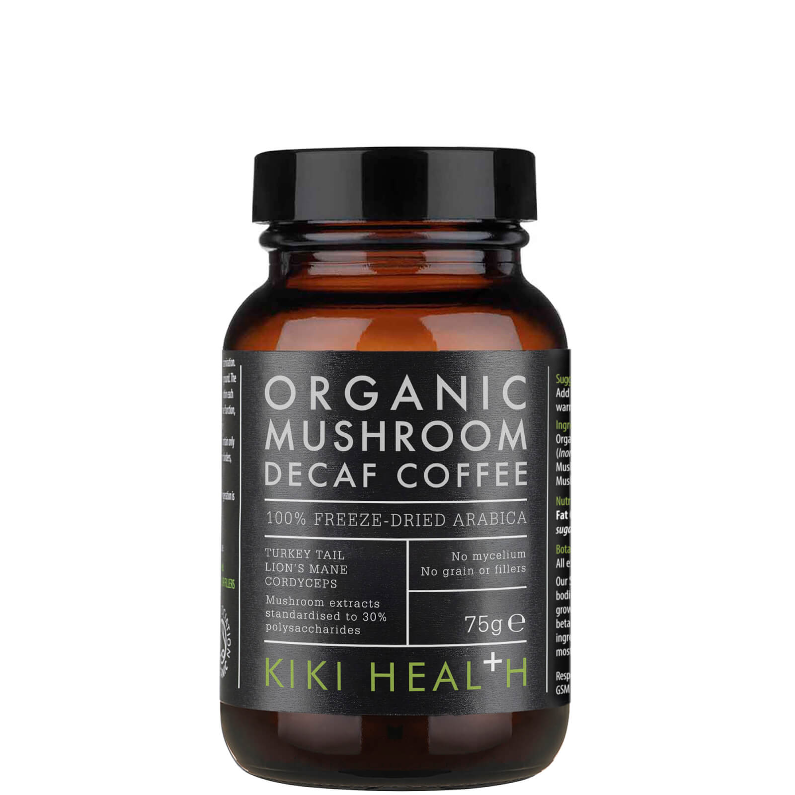 Kiki Health Organic Mushroom Extract Decaffeinated Coffee Powder 75g