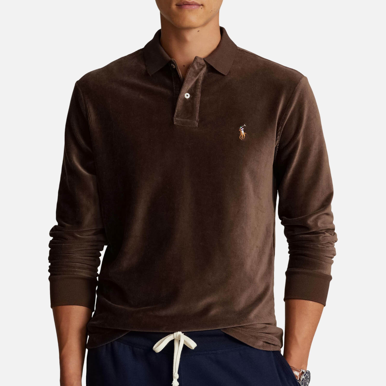 Polo Ralph Lauren Men's Cord Long Sleeved Polo Shirt - Circuit Brown - XXL
