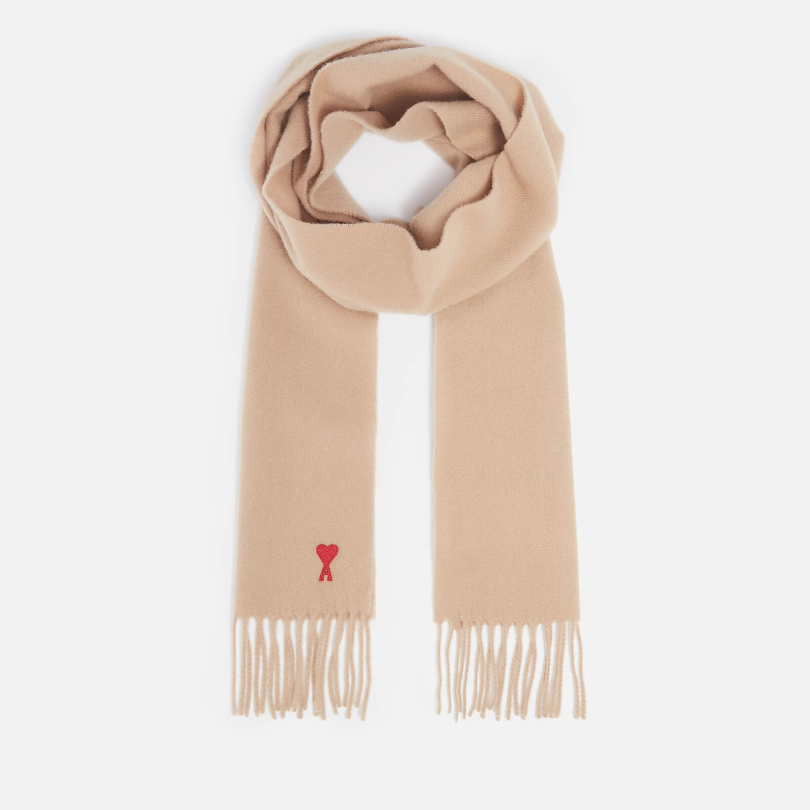 AMI De Coeur Logo-Embroidered Wool Scarf