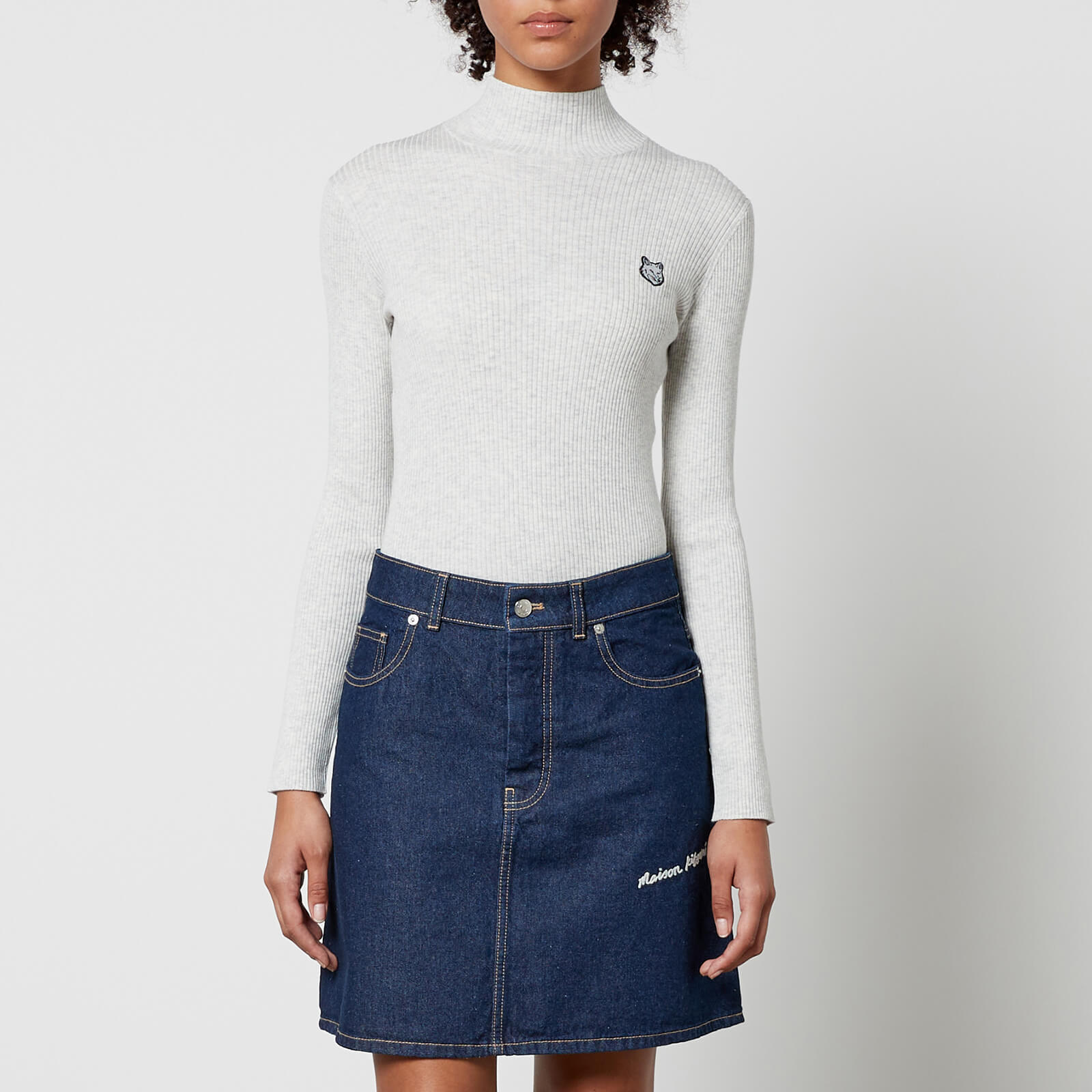 Maison Kitsuné Fox Head Wool and Cotton-Blend Jumper - M