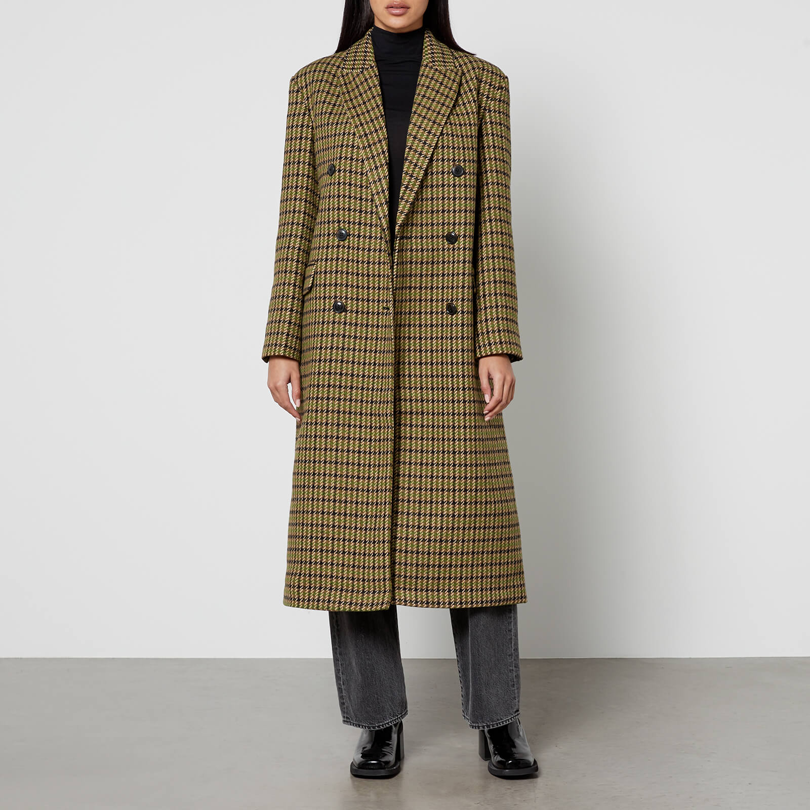 Aligne Kennedy Checked Twill Double-Breasted Coat