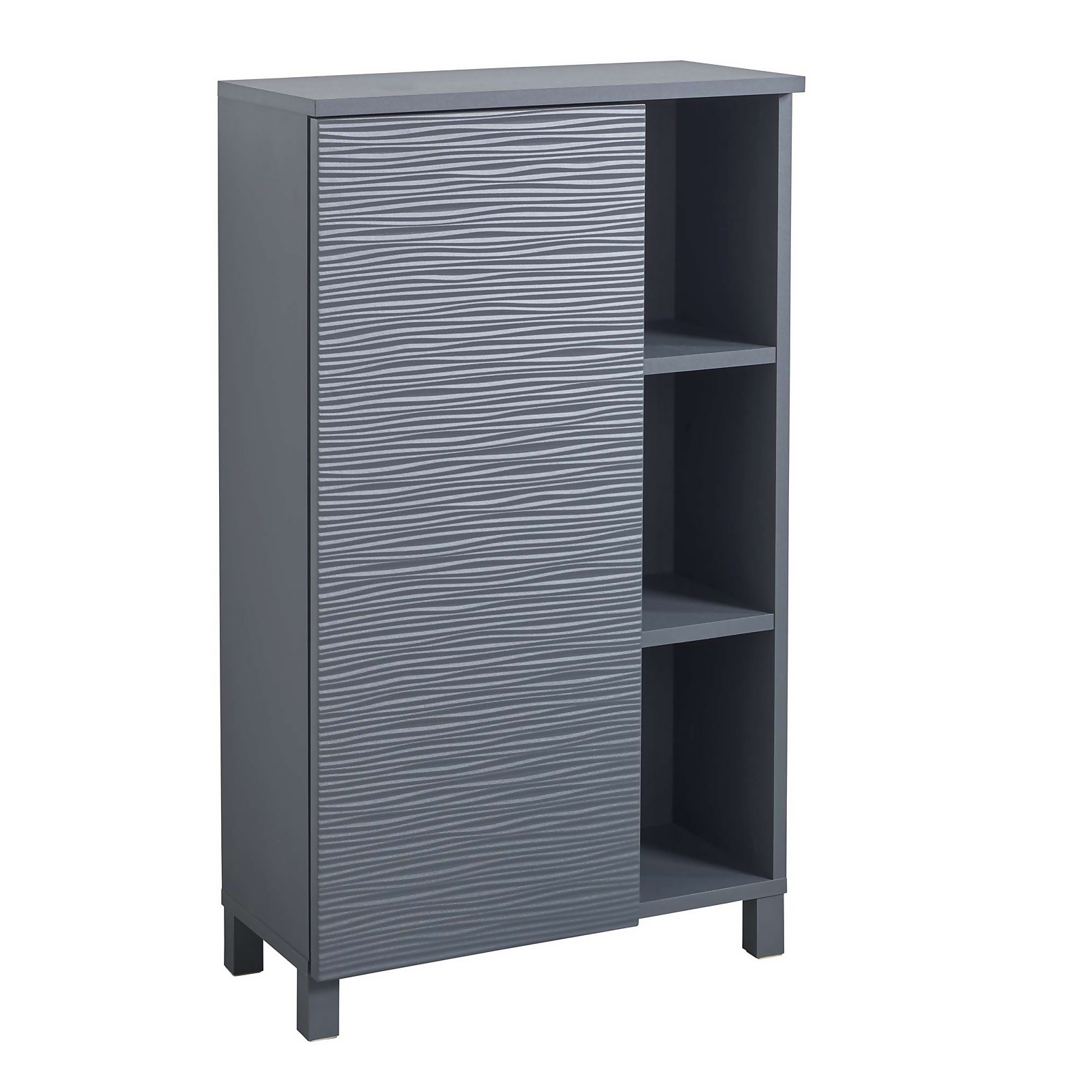 Ruffle 1 Door 3 Shelf Console Table - Grey