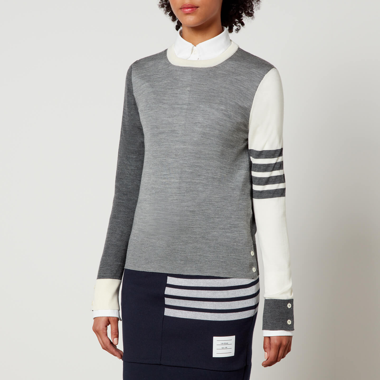 thom browne contrast sleeve wool-blend jumper - it 38/uk 6