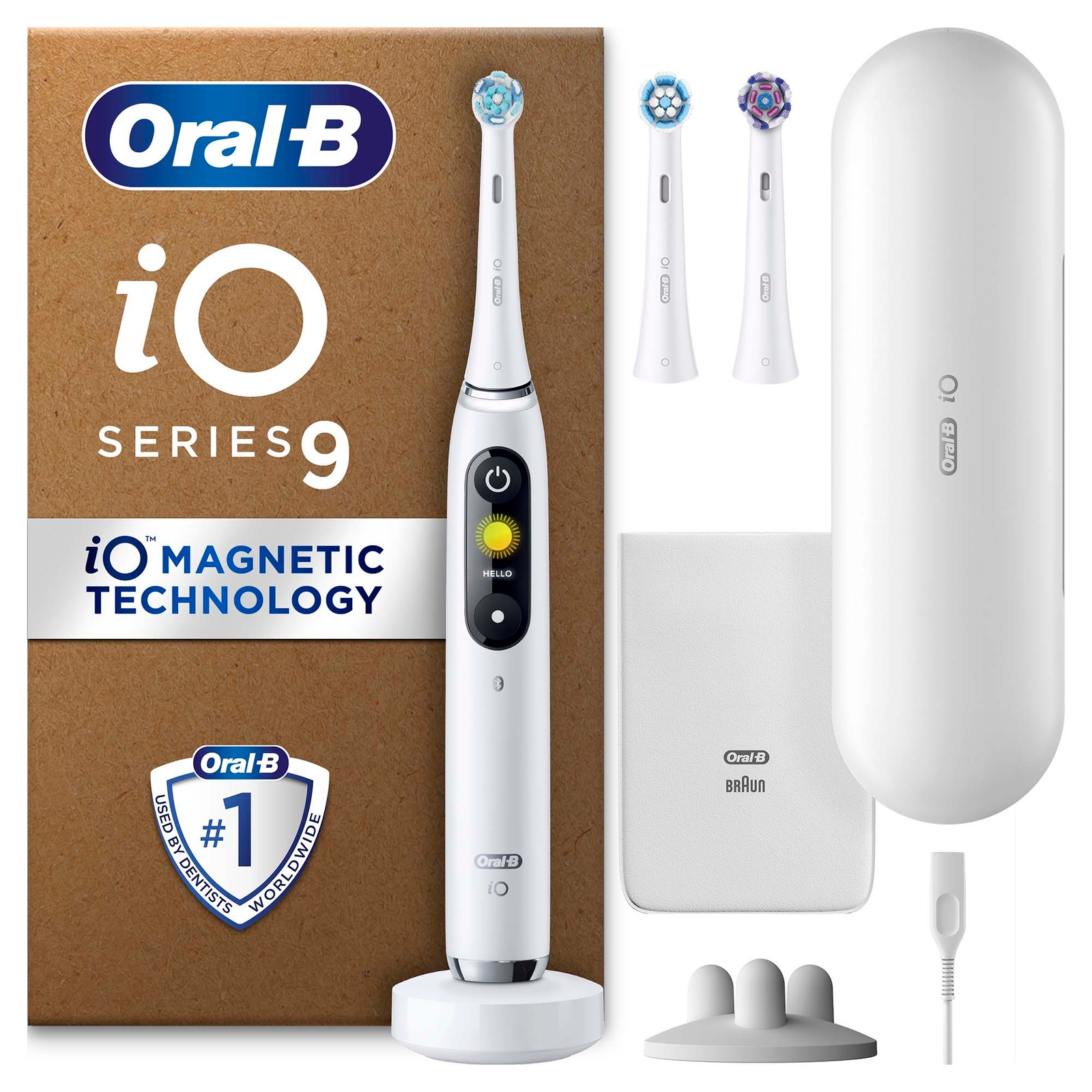 Photos - Electric Toothbrush Oral-B Oral B iO9  White Alabaster with 2ct Extra Refills 