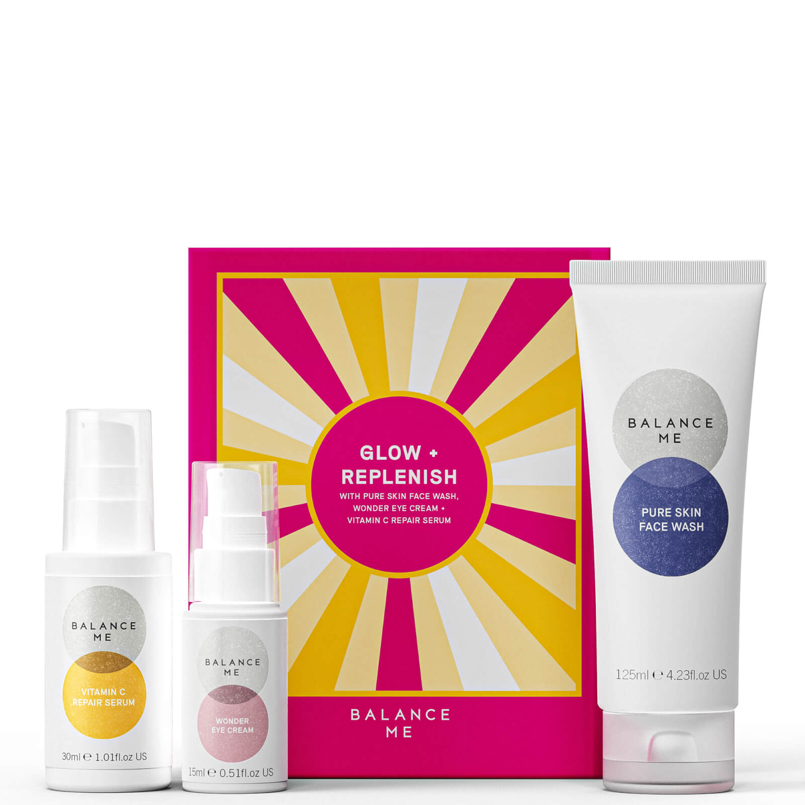 Balance Me Glow And Replenish Set In White