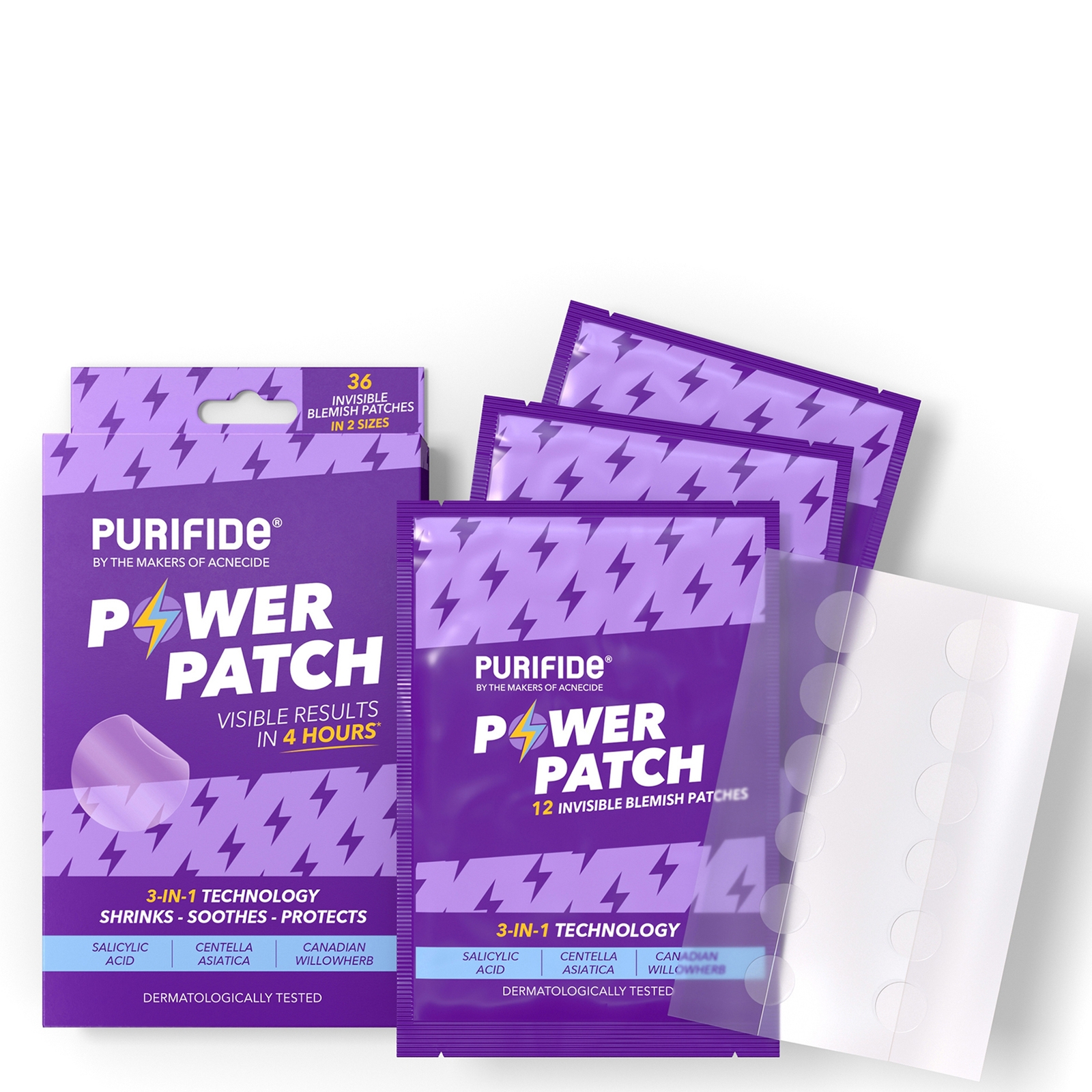 

PURIFIDE by Acnecide 3-in-1 Power Patch Salicylic Acid Spot Patches for Blemish-Prone Skin 36 Spot Stickers