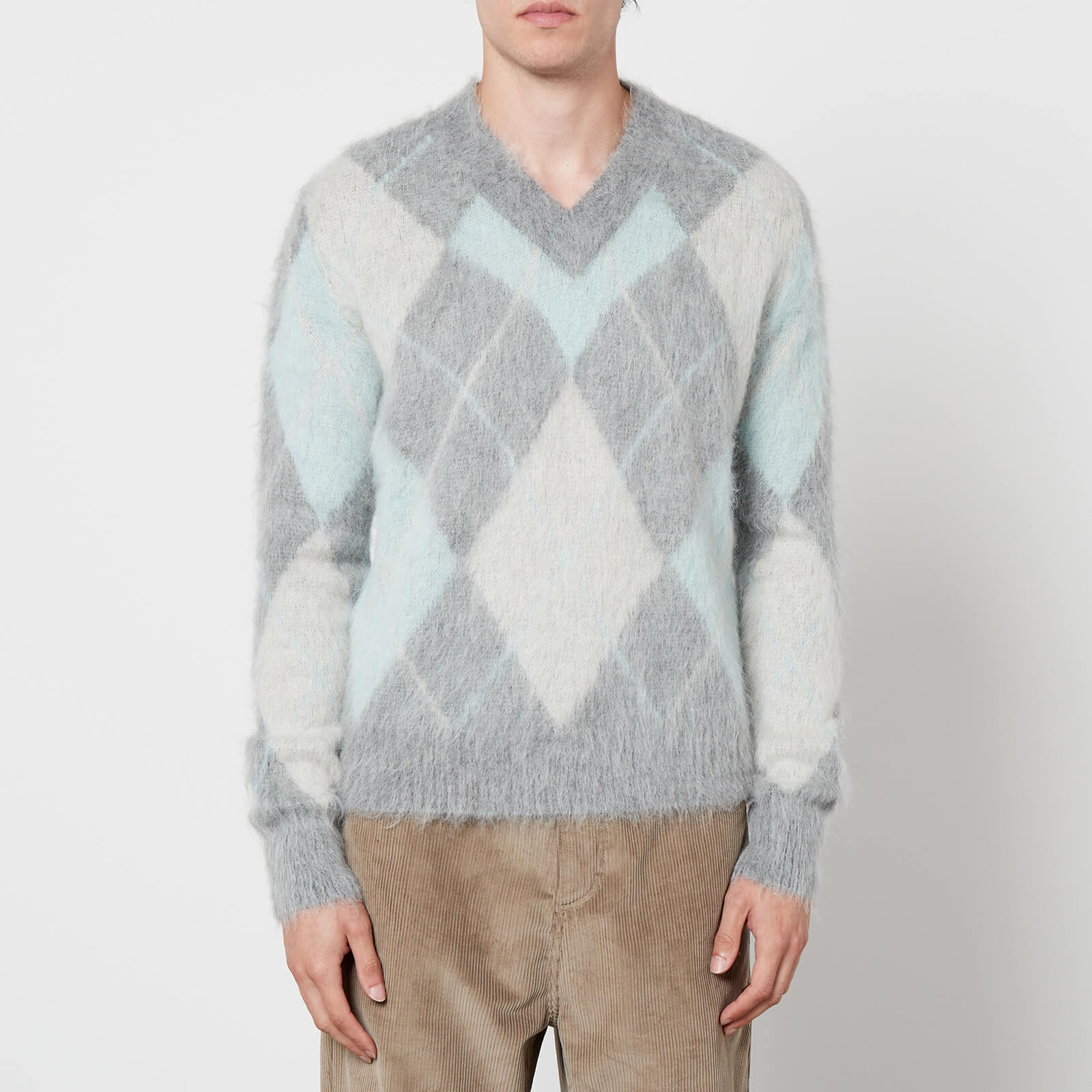 AMI Argyle Brushed Intarsia-Knit Jumper - M