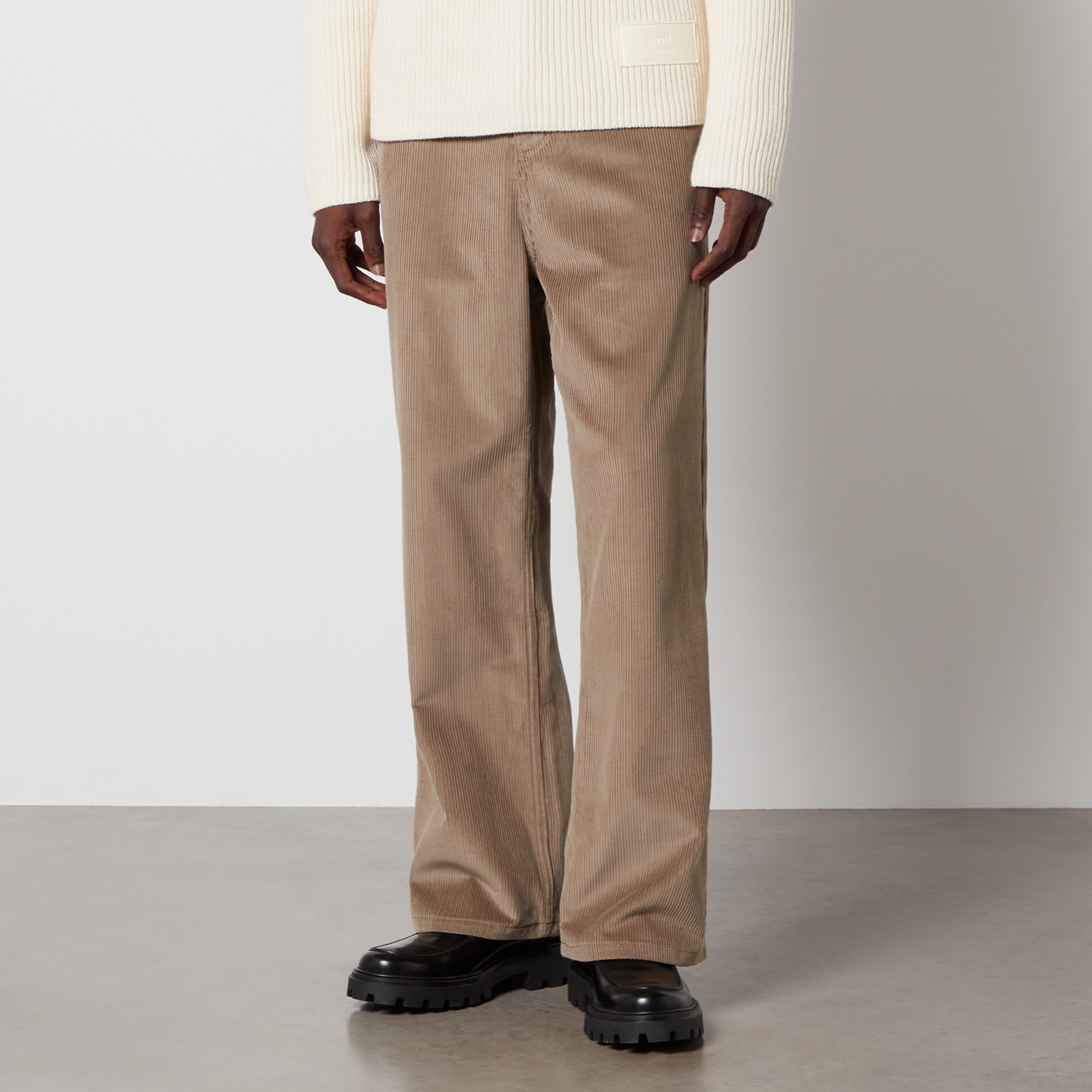 AMI Cotton-Corduroy Wide-Leg Trousers - M