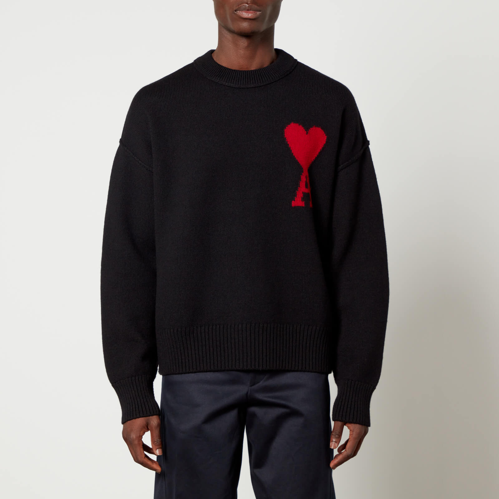 AMI de Coeur Logo-Intarsia Wool Jumper - L