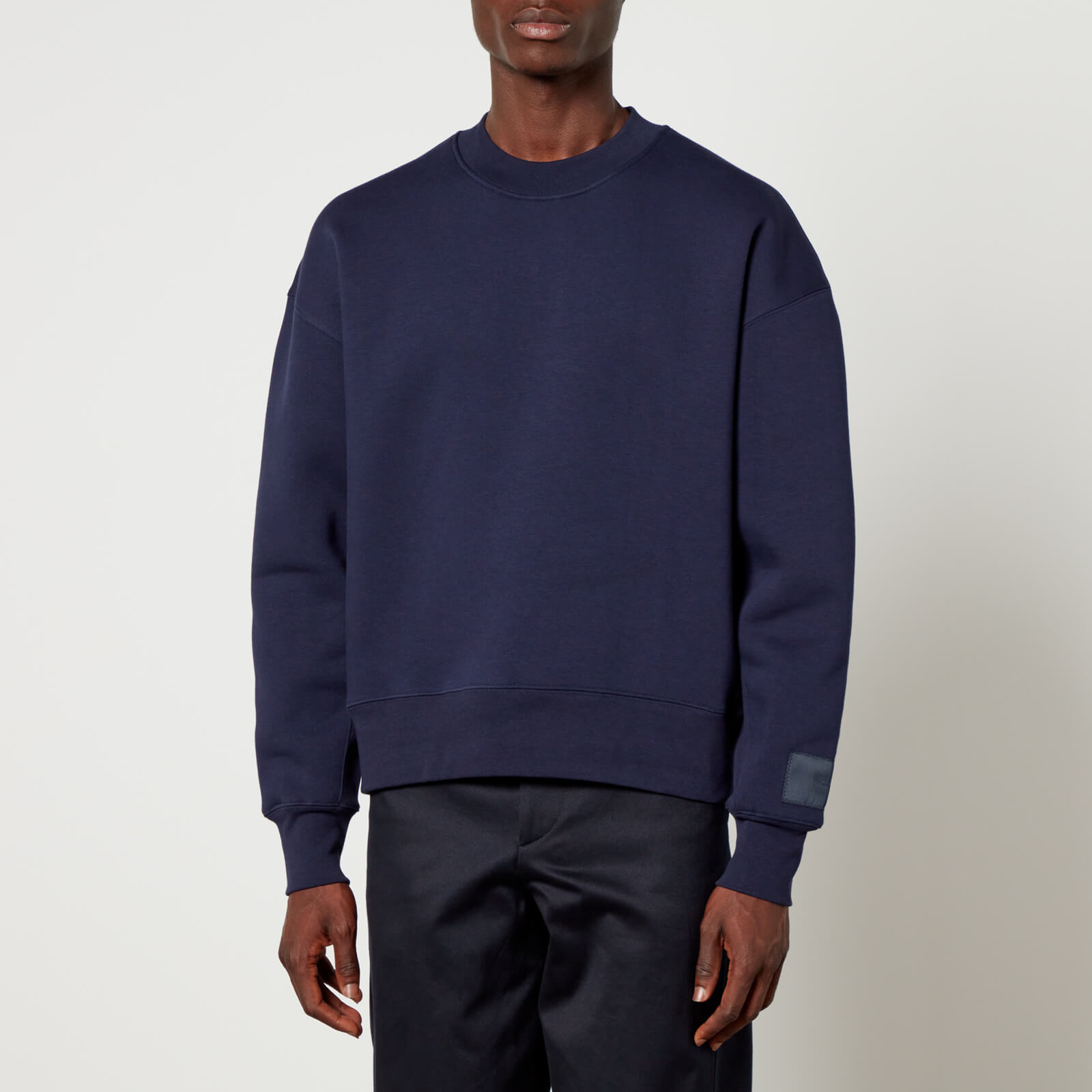 ami logo-appliquéd organic cotton-blend sweatshirt - s