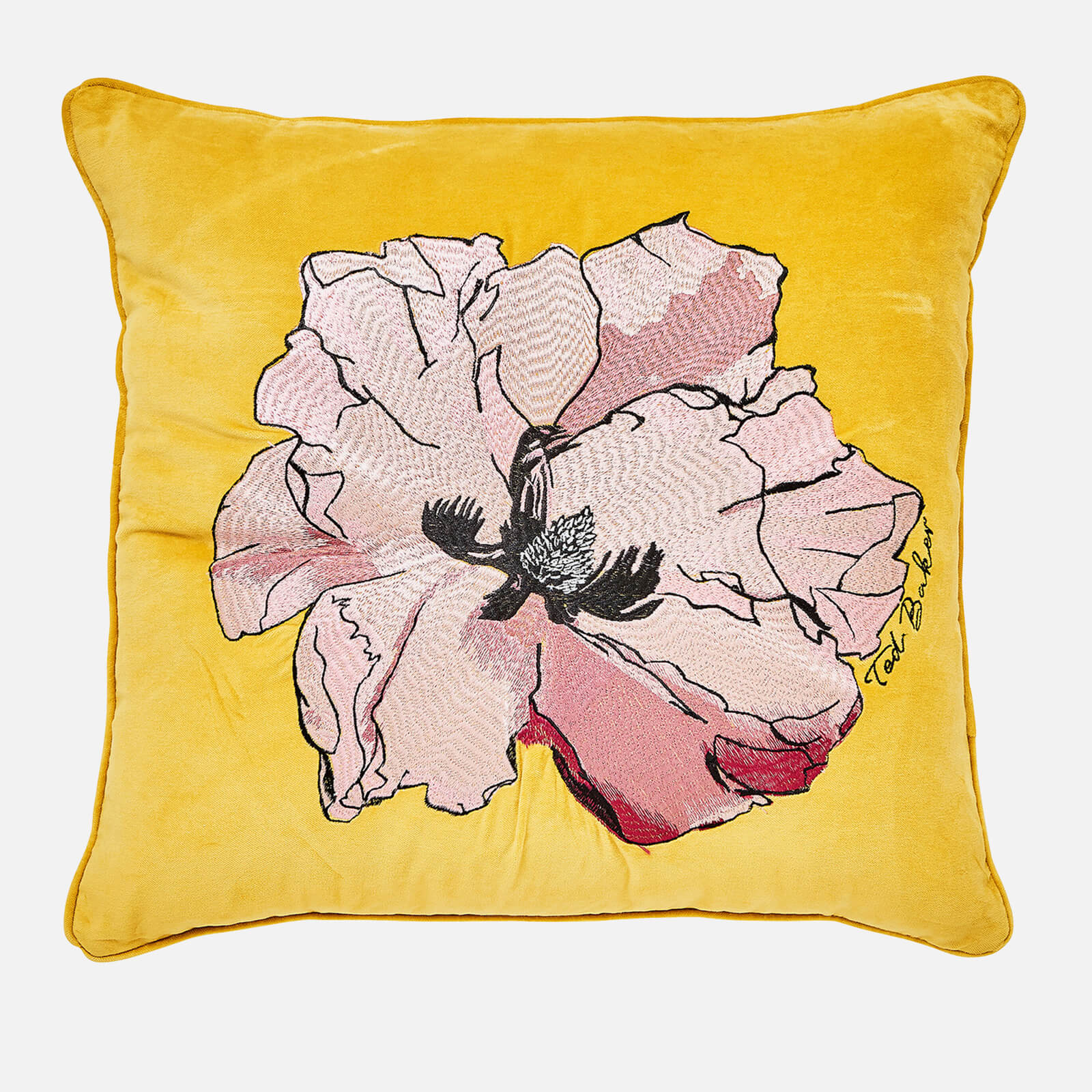 Ted Baker Art Floral Cushion - 45X45cm - Gold