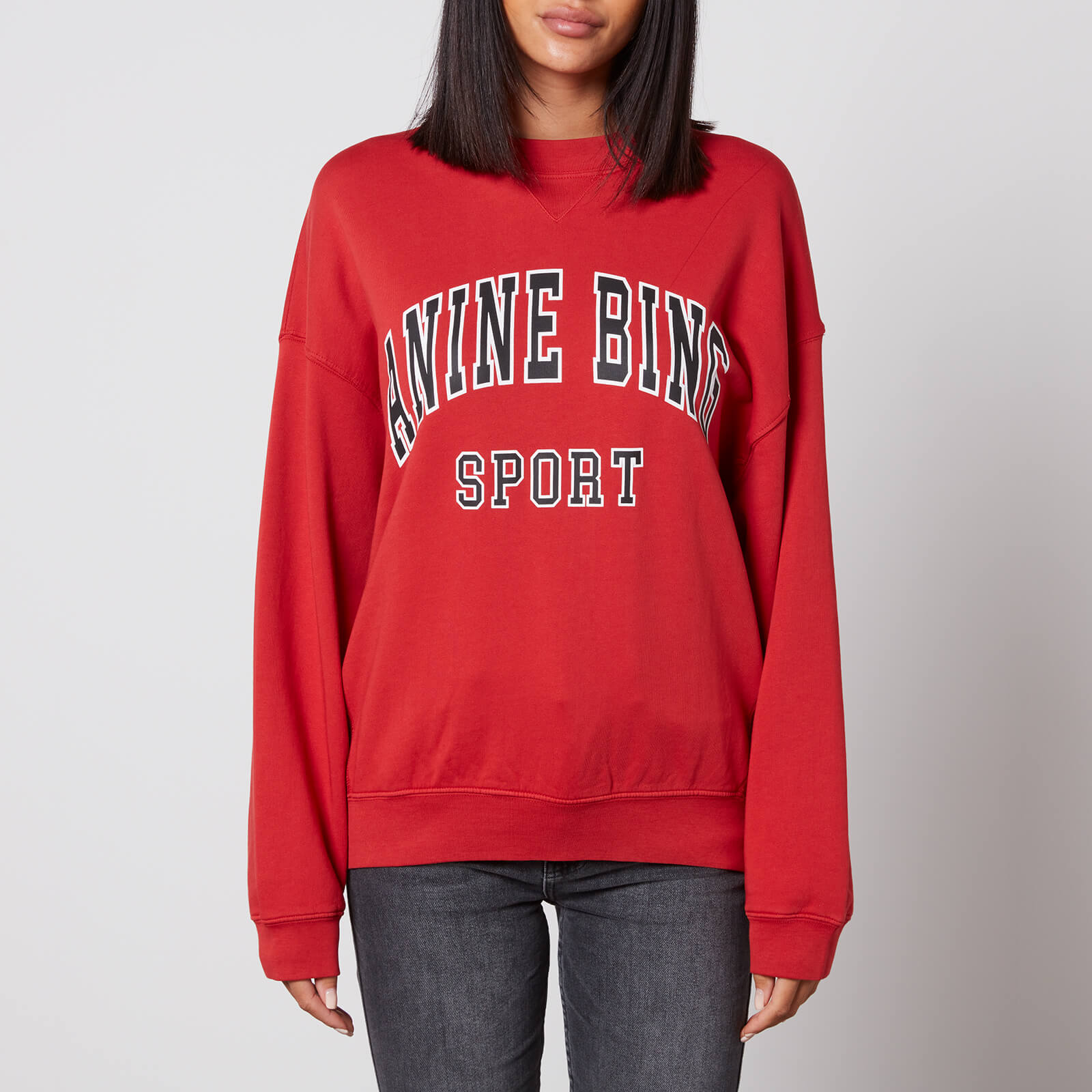 Anine Bing Red Jaci Organic Cotton-Jersey Sweatshirt - Women's Medium