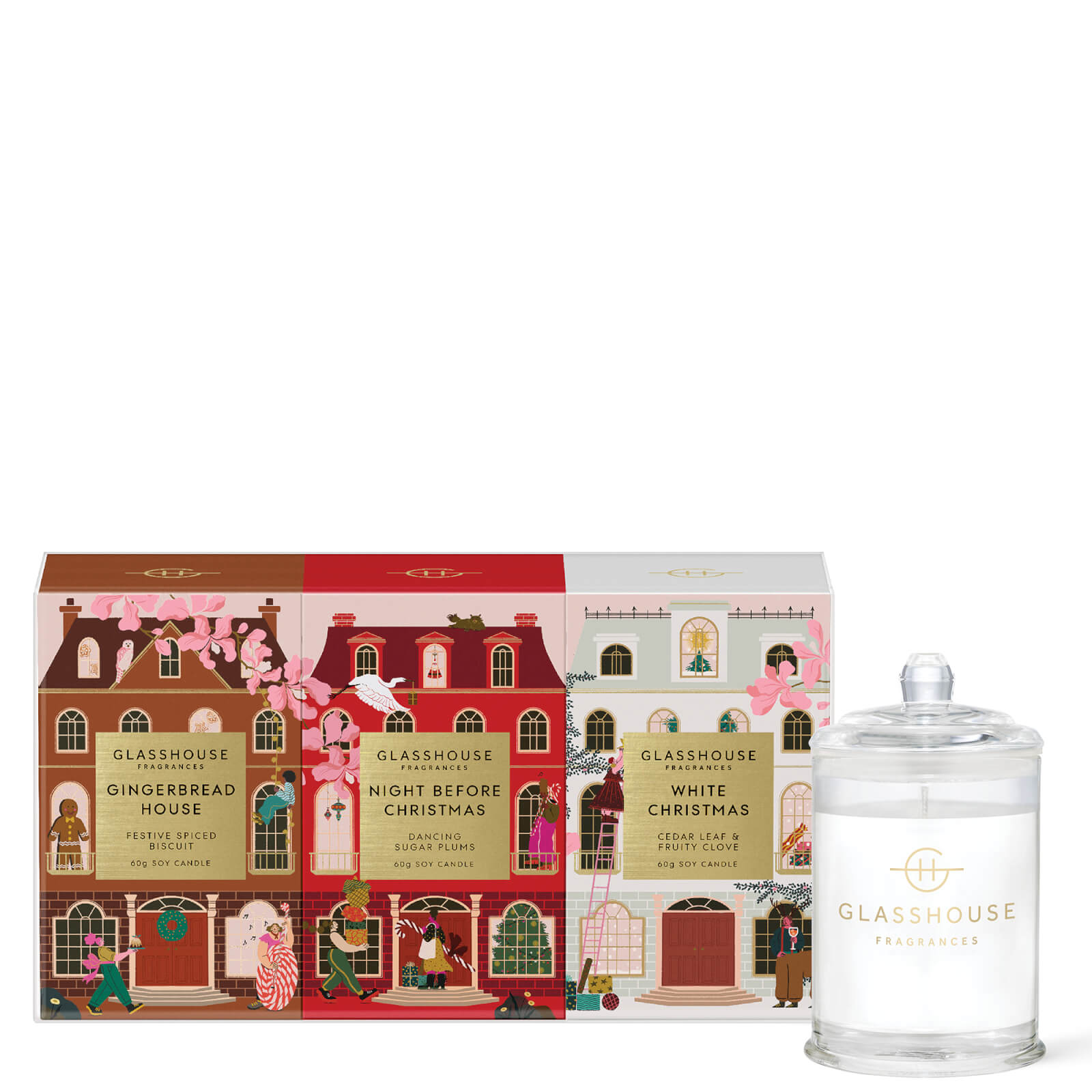 

Glasshouse Fragrances Christmas Trio Candles 3 x 60g