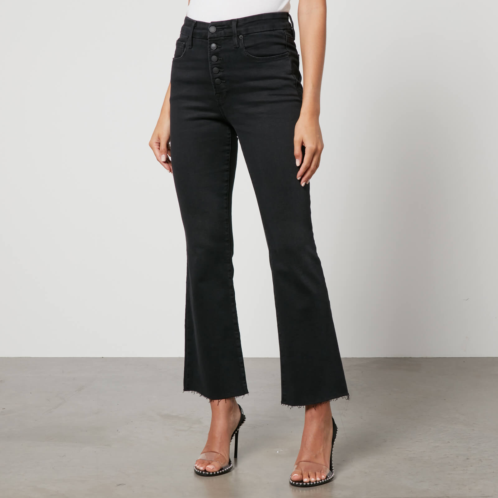 Good American Women's Good Legs Crop Mini Boot Jeans - Black