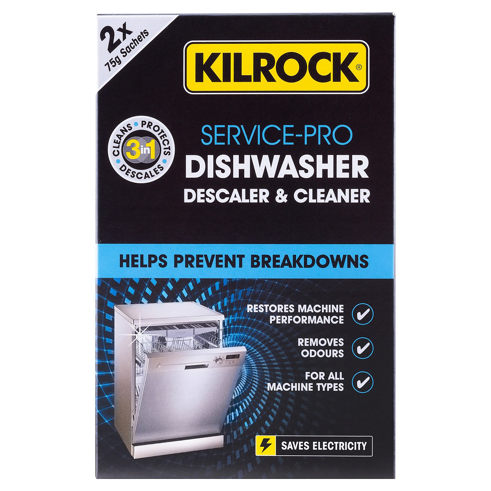 Kilrock Service-Pro Dishwasher Descaler & Cleaner - 2x75g