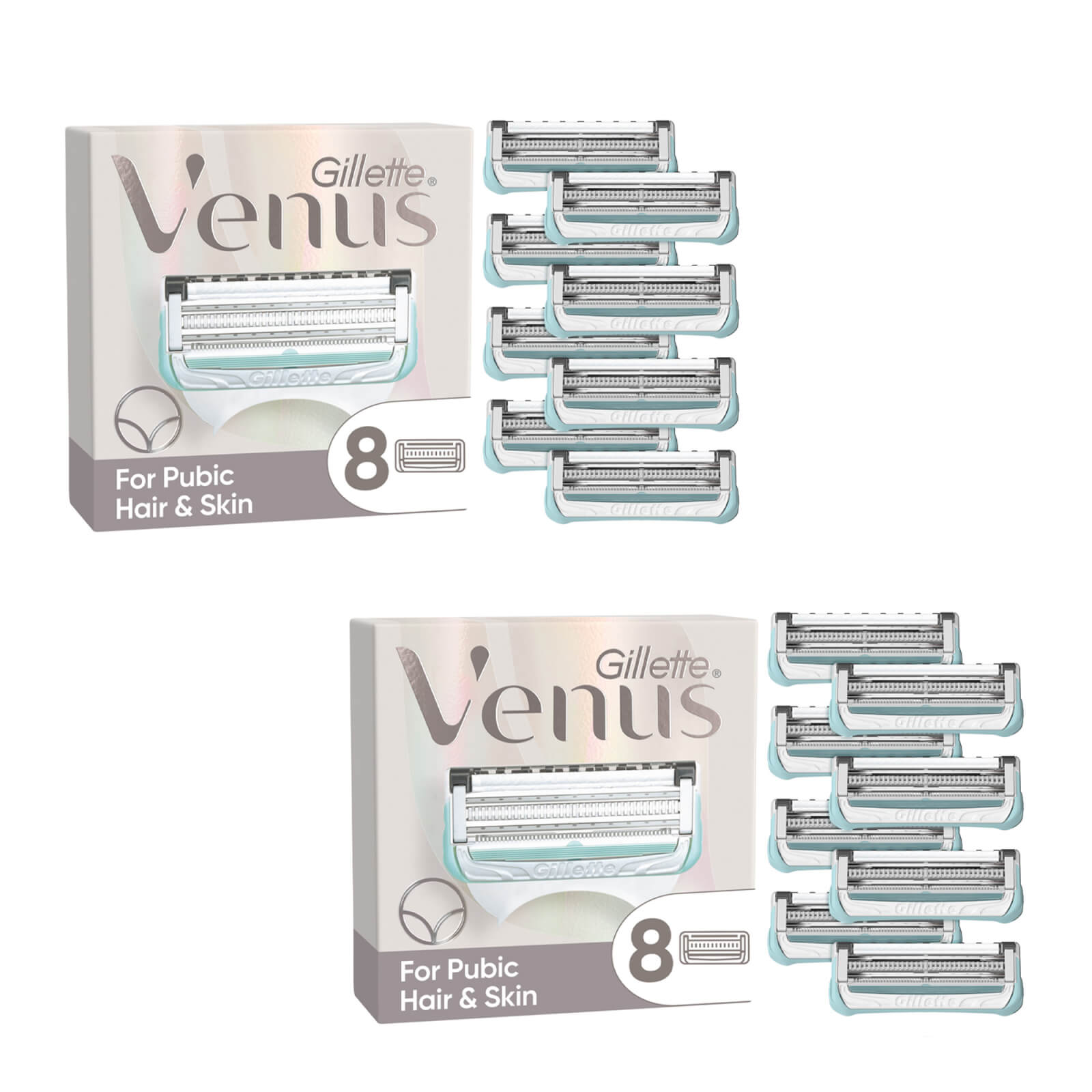 Venus Satin Care Razor Blades for Pubic Hair and Skin - 16 pack