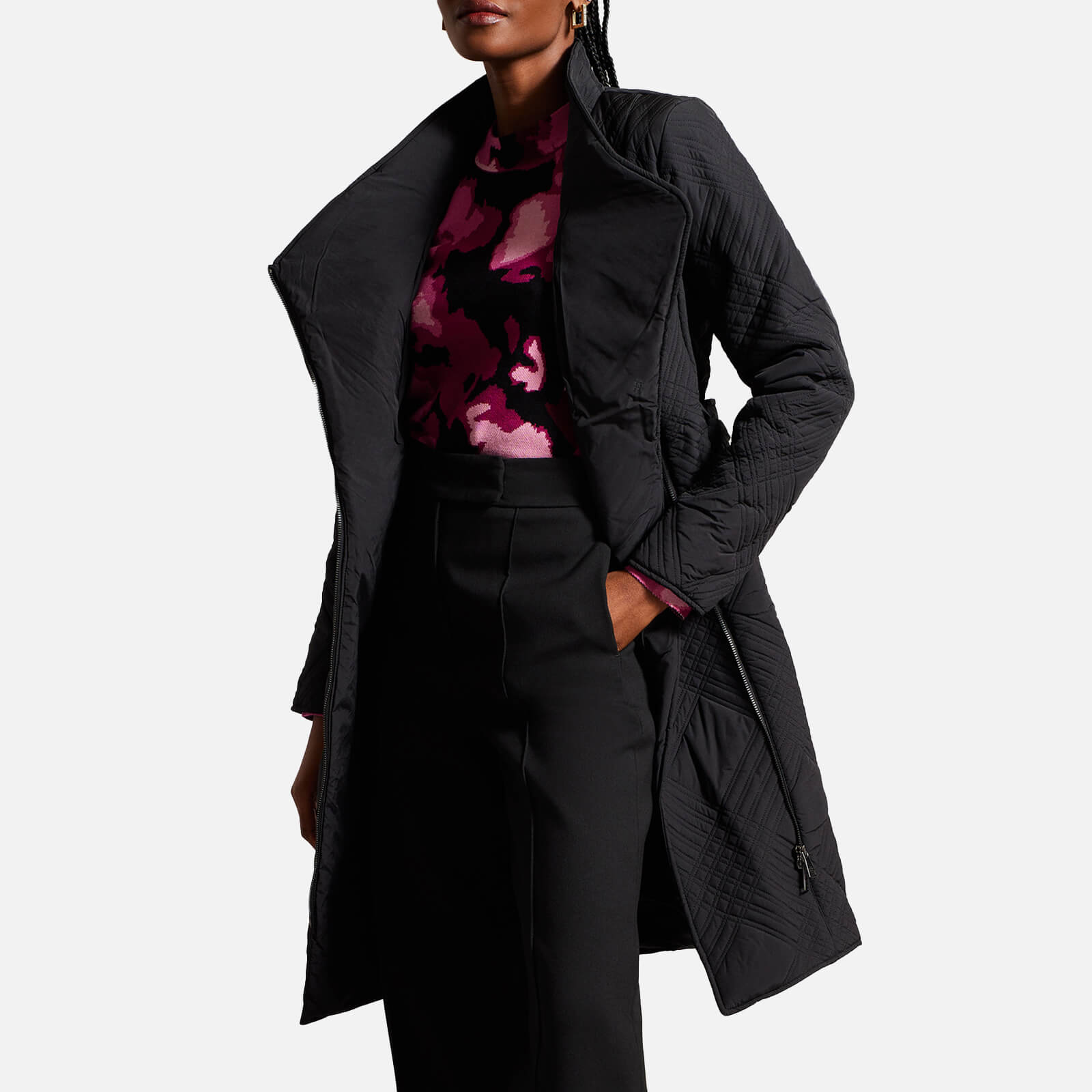 ted baker rosemae wrap quilted coat - uk 8