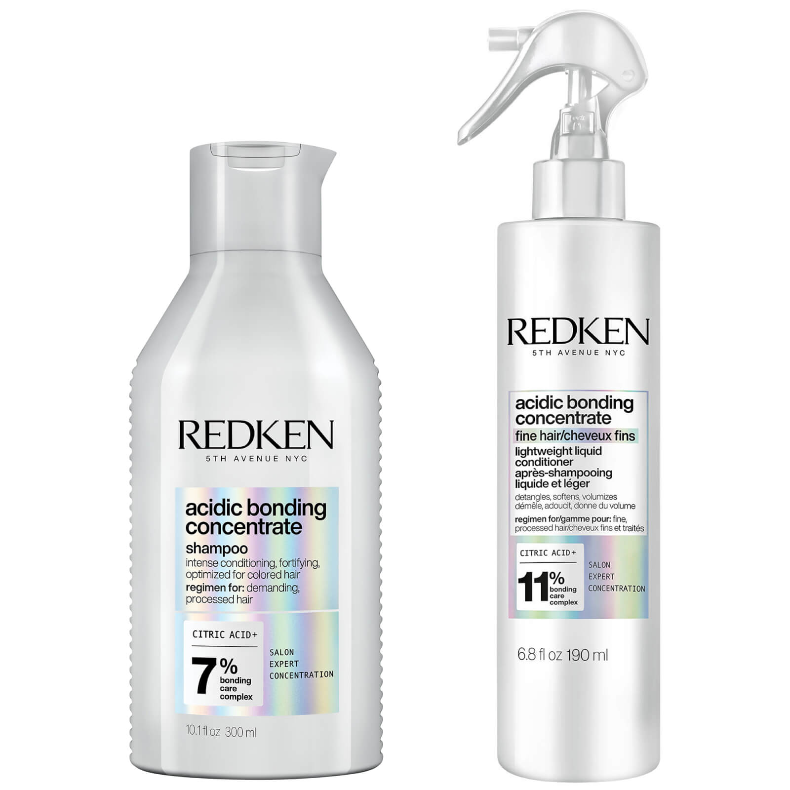 Redken Acidic Bonding Concentrate Shampoo and Lightweight Liquid Conditioner Bond Repair Bundle for 