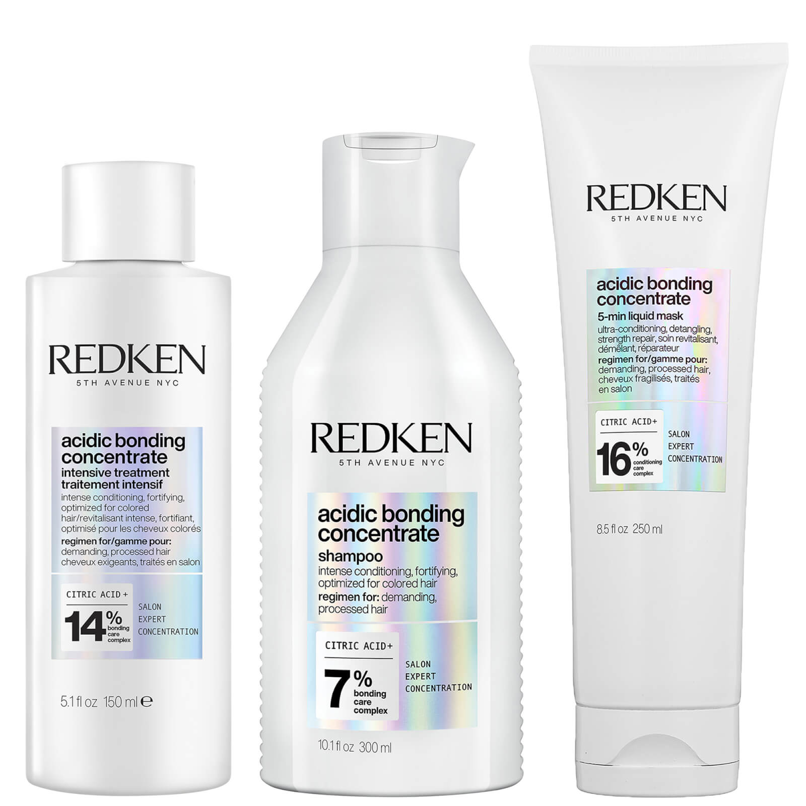 Redken Acidic Bonding Concentrate Intensive Pre-Treatment, Shampoo and 5-Minute Liquid Hair Mask Bun