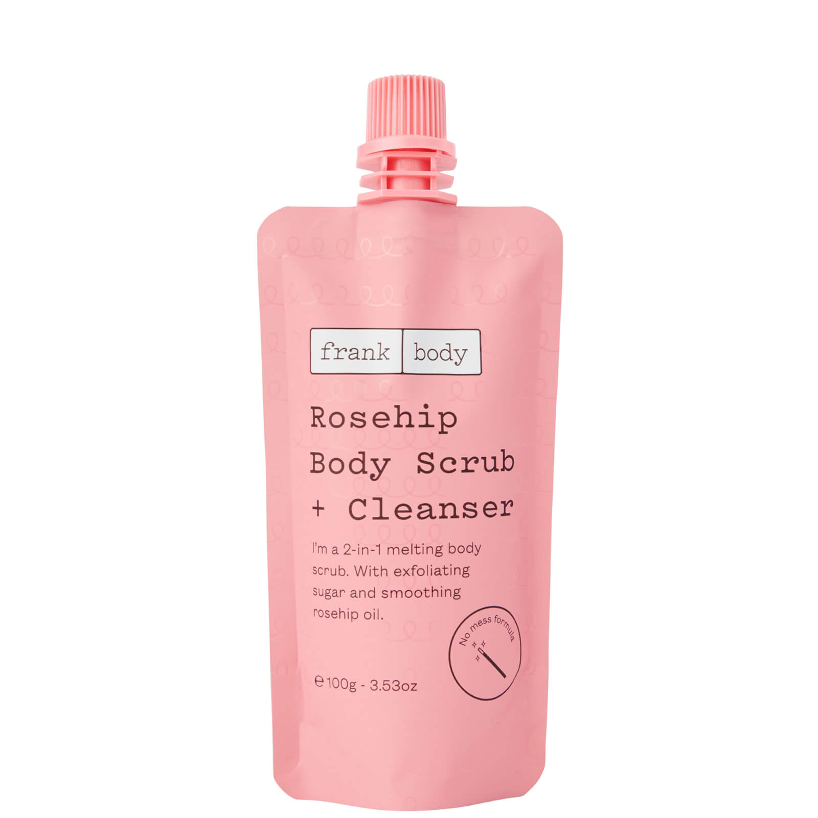 Frank Body Rosehip Body Scrub And Cleanser 100g In Pink