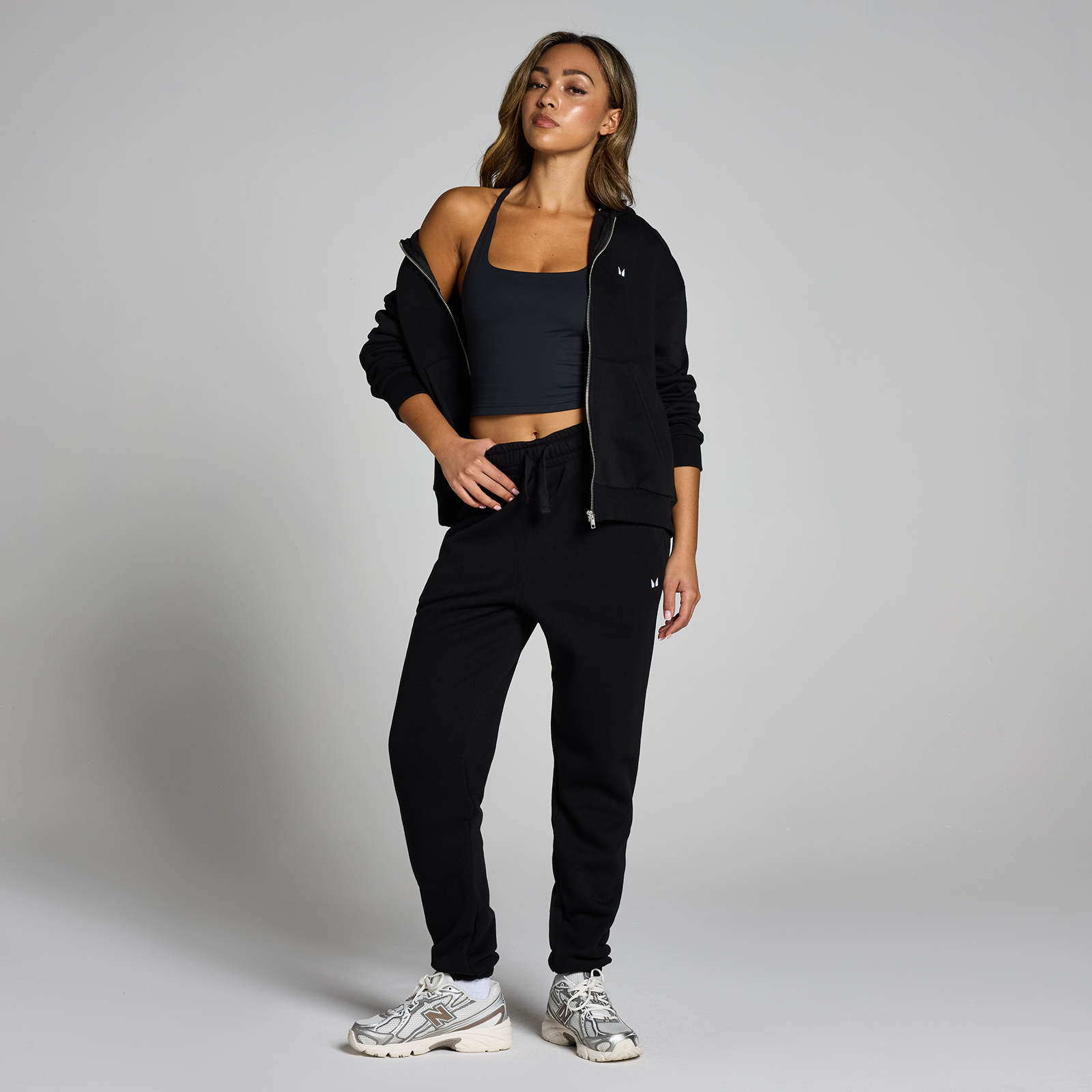 Thumbnail - MP Damen Basics Kapuzenpulli mit durchgehendem Reißverschluss — Schwarz - XXS