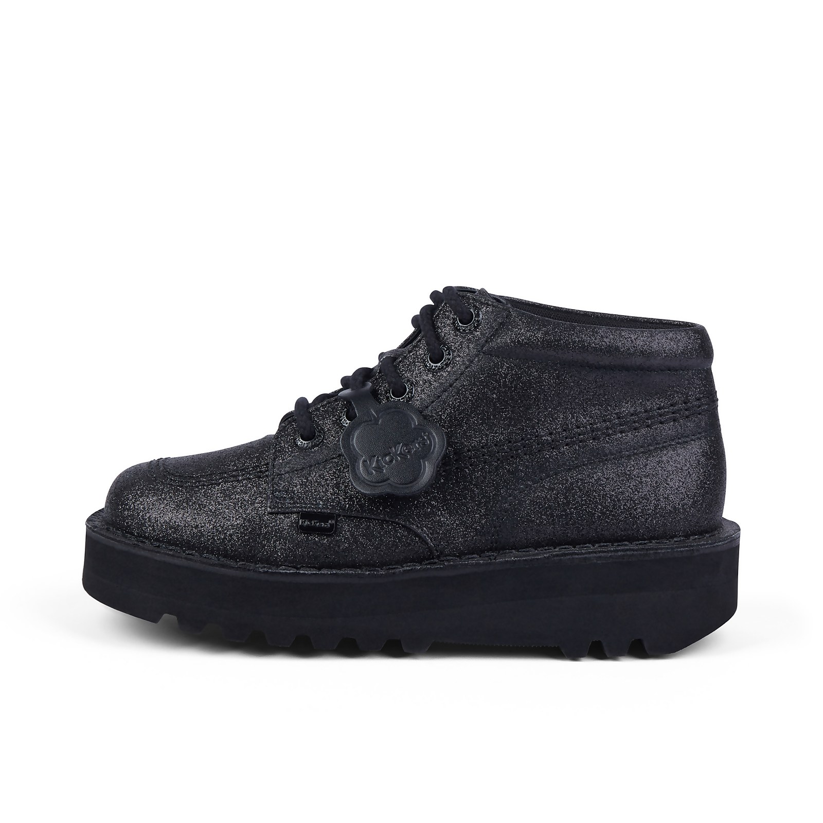 Adult Unisex Kick Hi Stack Glitter Text Black