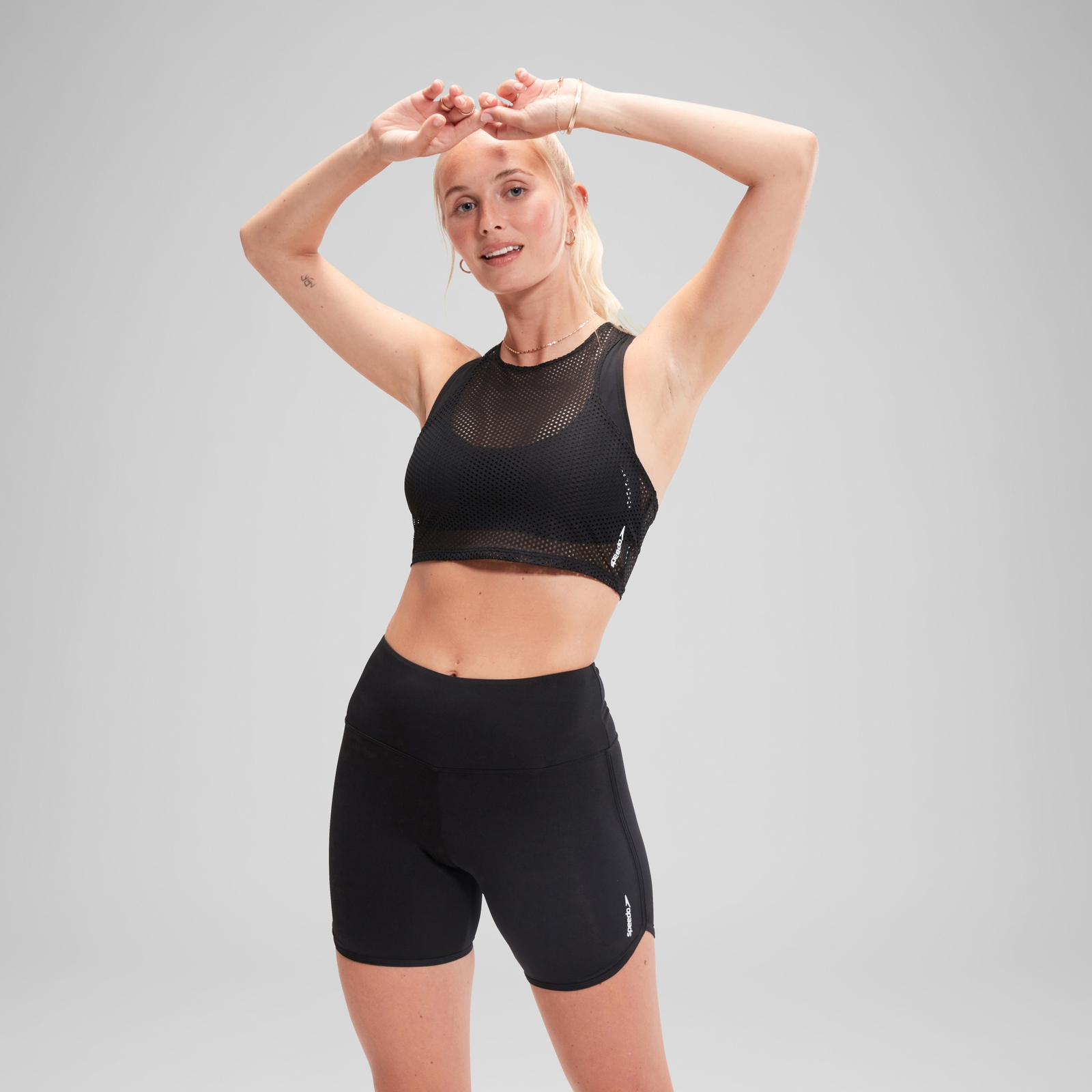 FLU3NTE Mesh Crop Top Grey