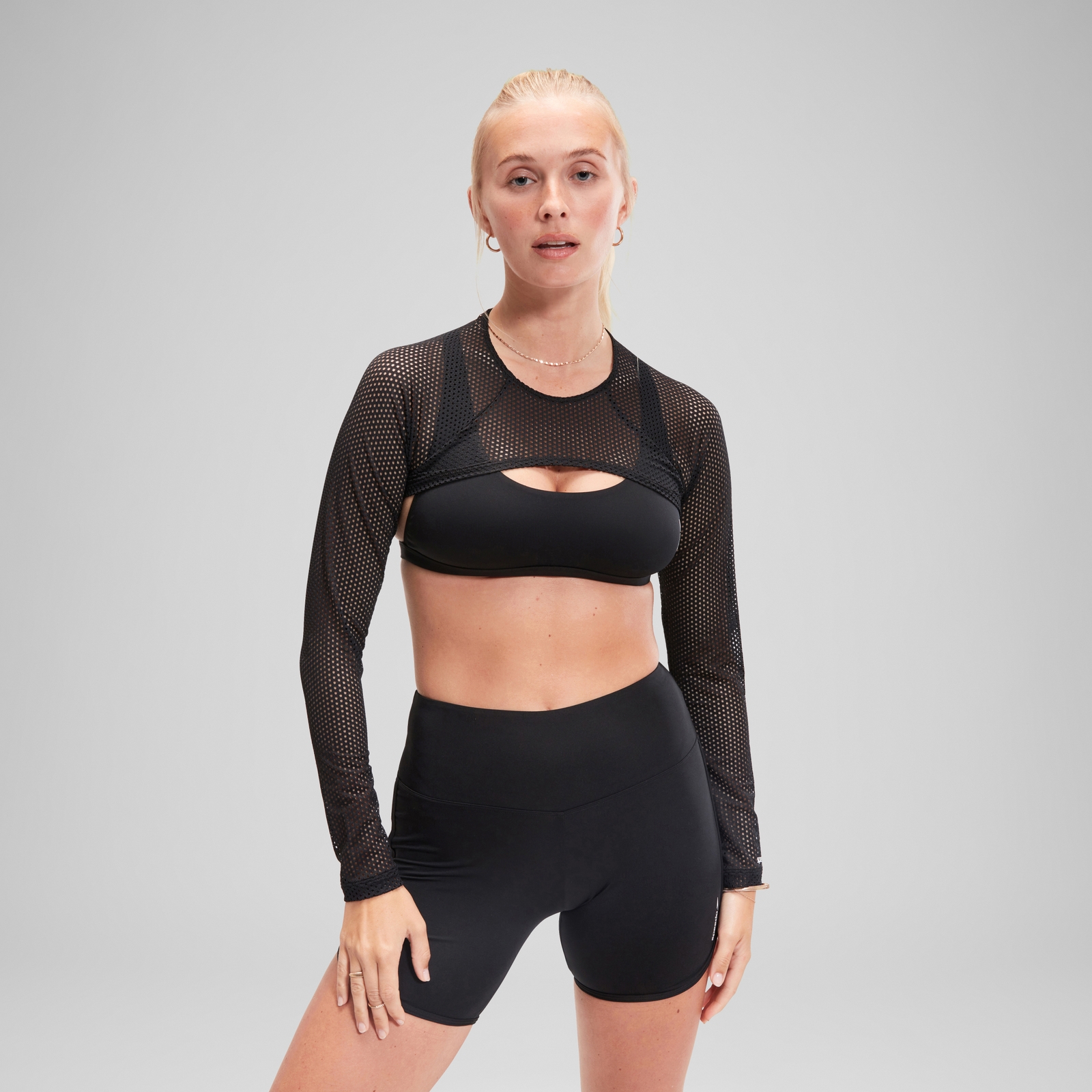 FLU3NTE Long Sleeve Crop Top Grey