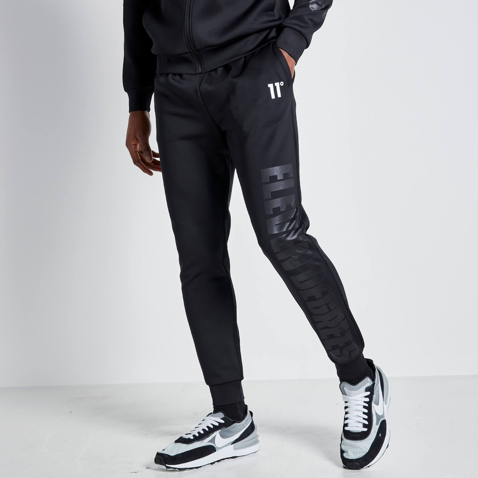 11 Degrees Embossed Print Track Pants - Black - XL from 11 Degrees