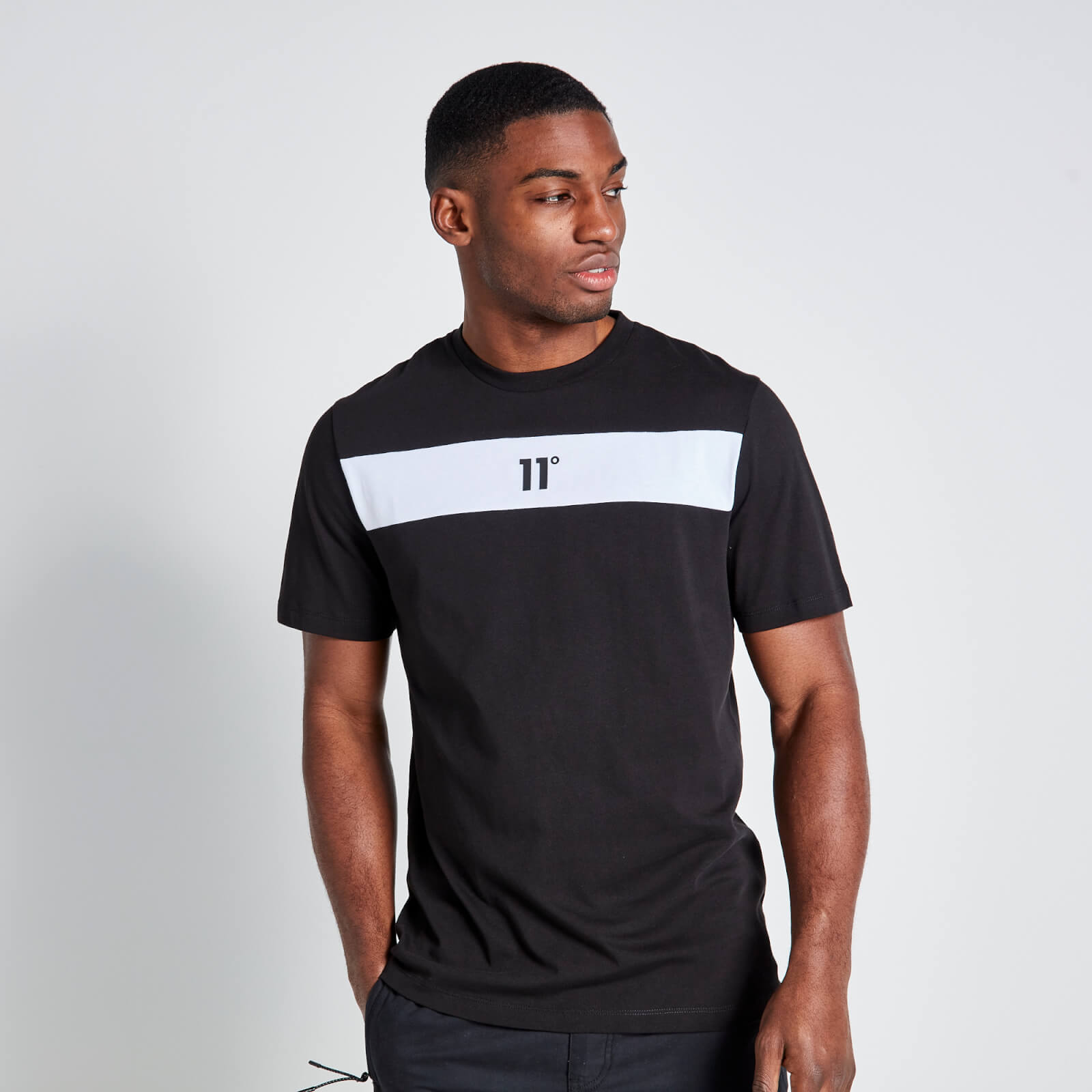 cut and sew panelled t-shirt - black / white - xs