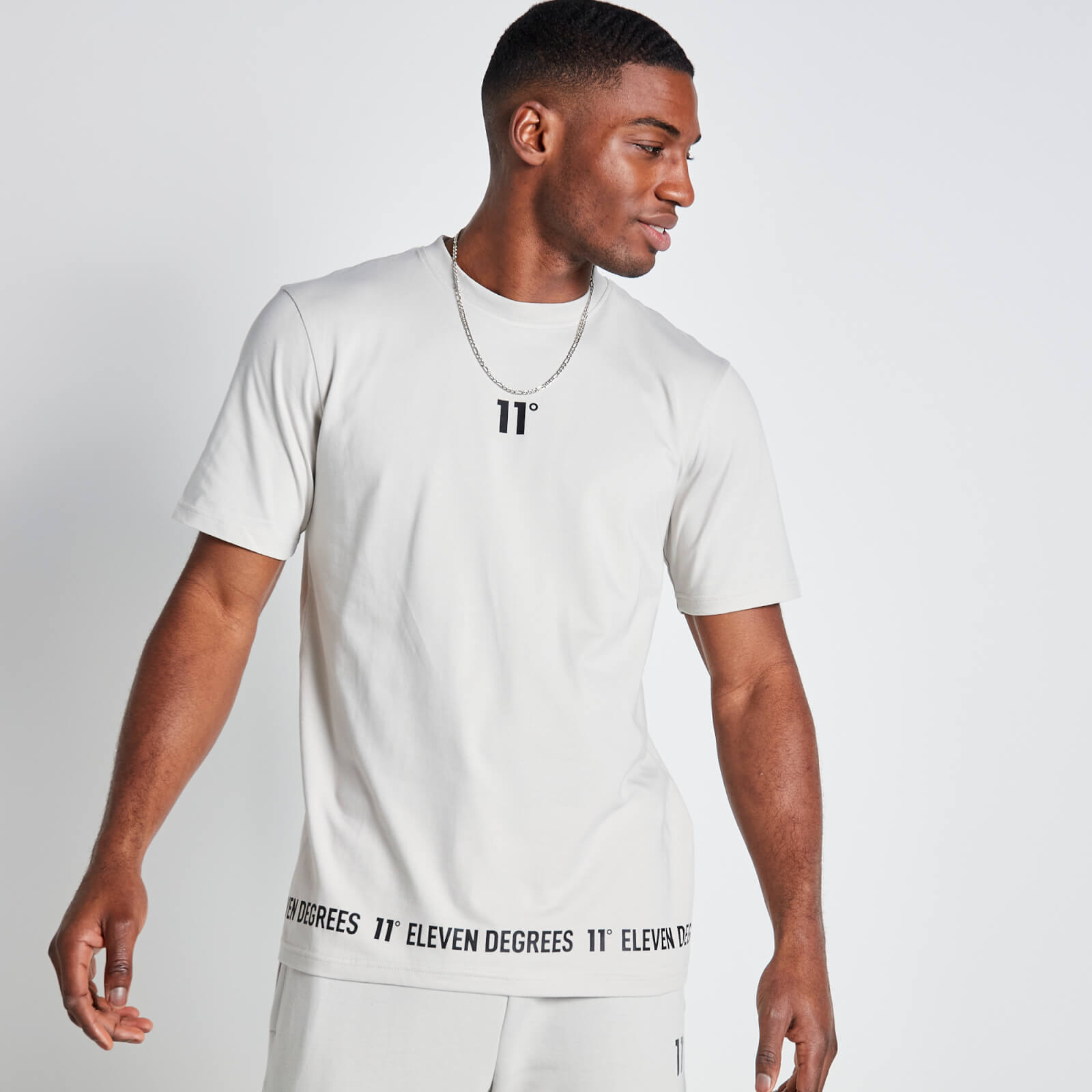 Hem Print T-Shirt - Vapour Grey - XS from 11 Degrees