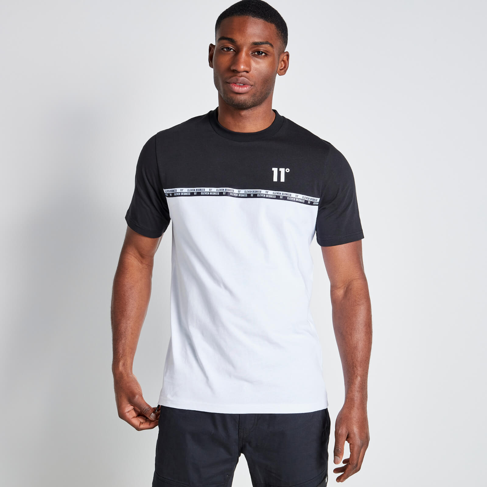 Double Taped T-Shirt - Black / White - XS from 11 Degrees