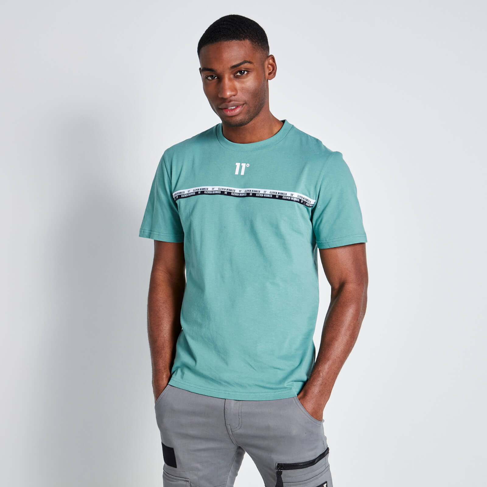 chest taped t-shirt - washed green - xs