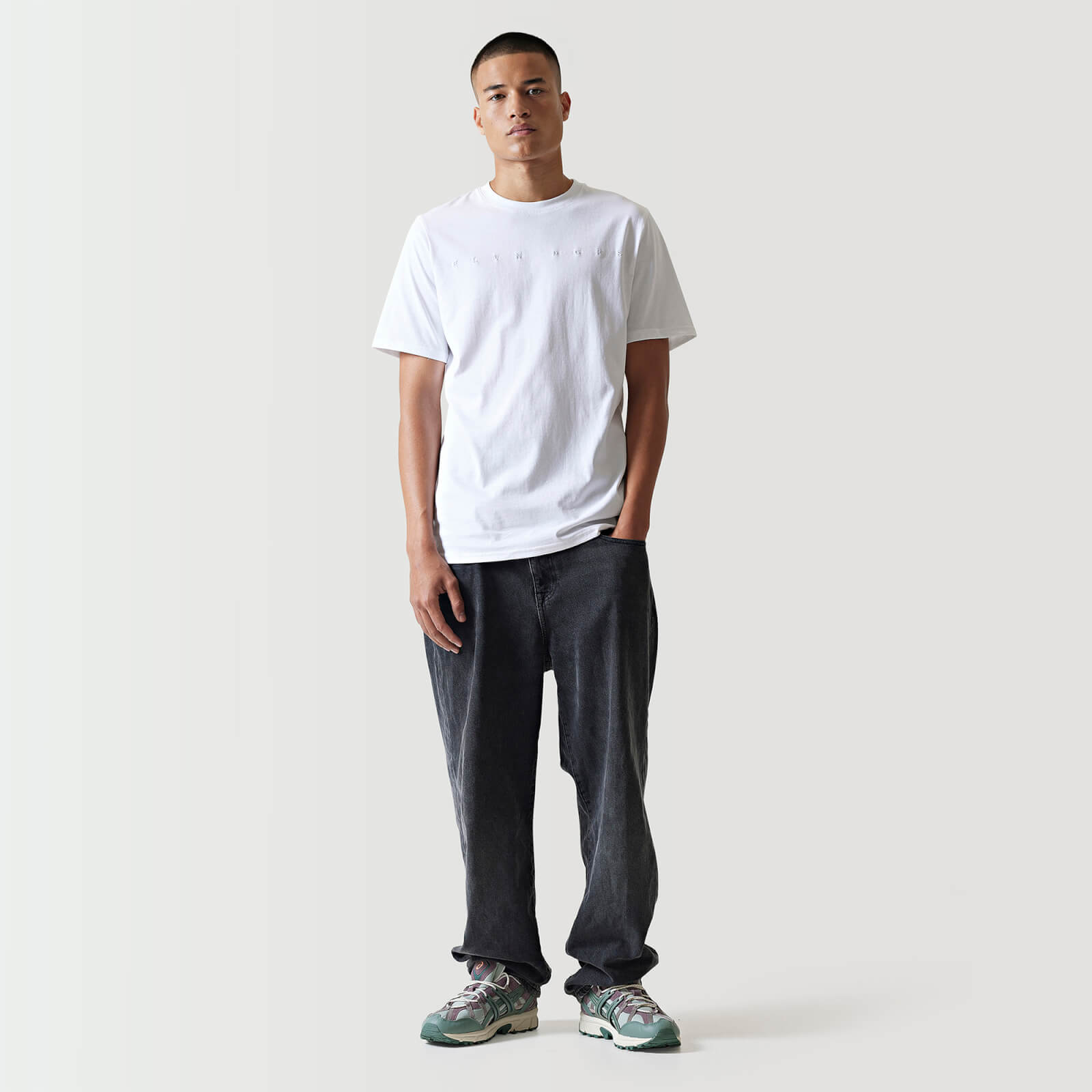 11 Degrees Tonal Embroidery Tee - White - L at 11 Degrees